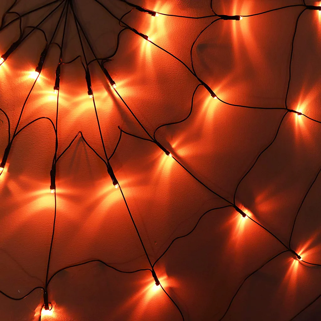 Tela De Araña Con Luz Led Decoración 120 Cm Halloween F&m-2