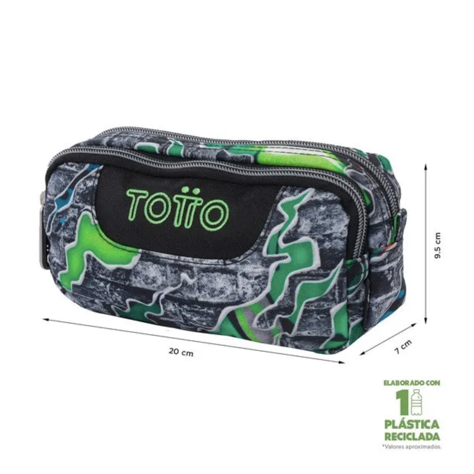 Estuche Escolar Verde Multiuso Lapices Ni os as Totto Urbano Gris-2