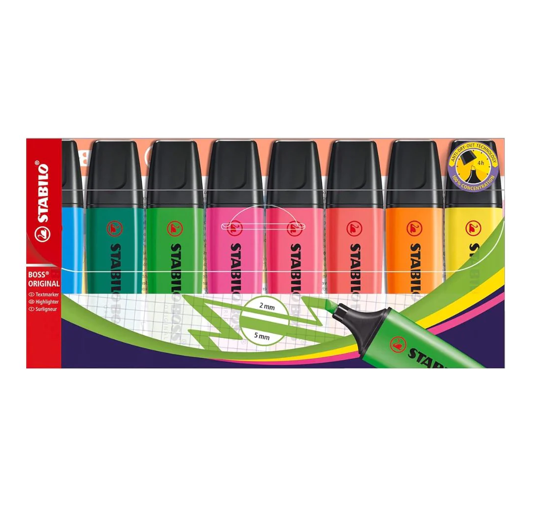 Pack 8 Destacadores Boss Colores Fluorescente Stabilo-0