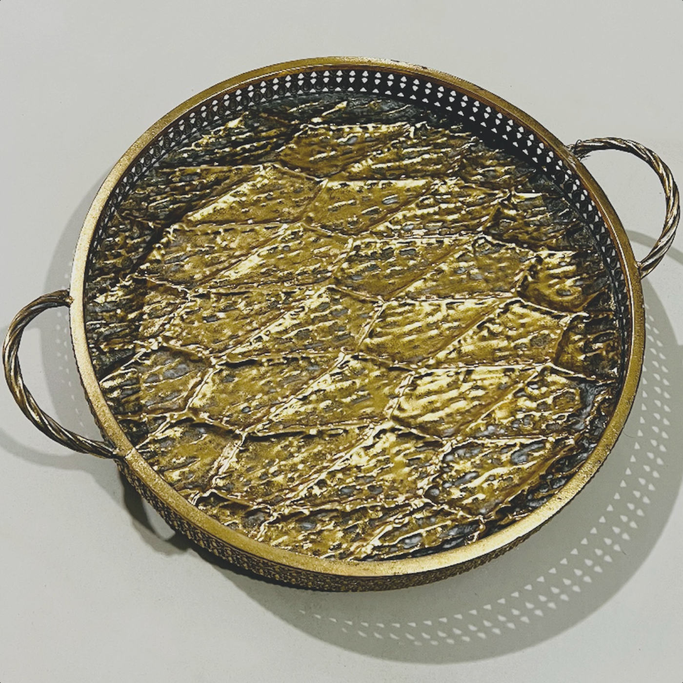 Bandeja Dorada Metálica Decorativa-2