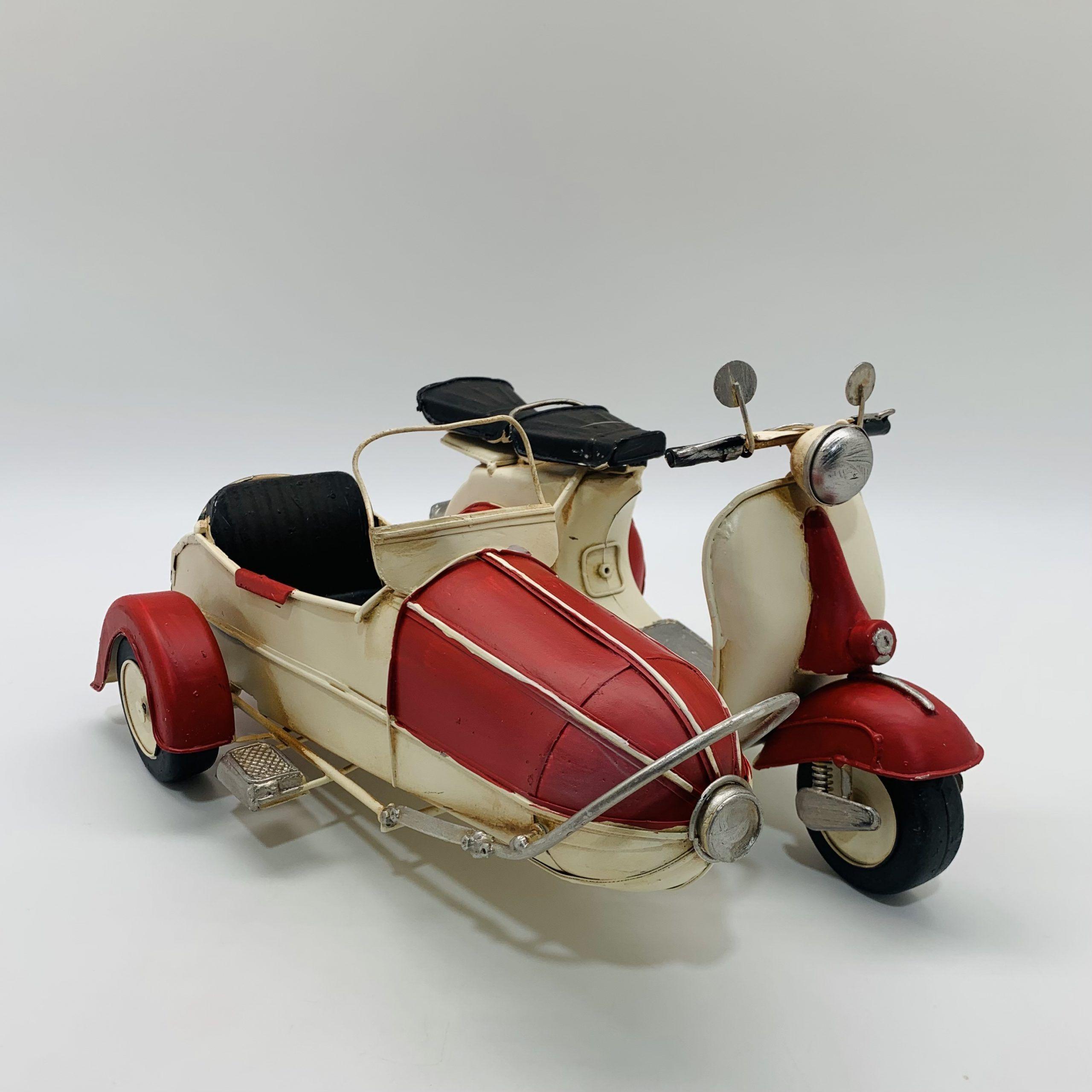 Moto Sidecar Blanca De Colección-0