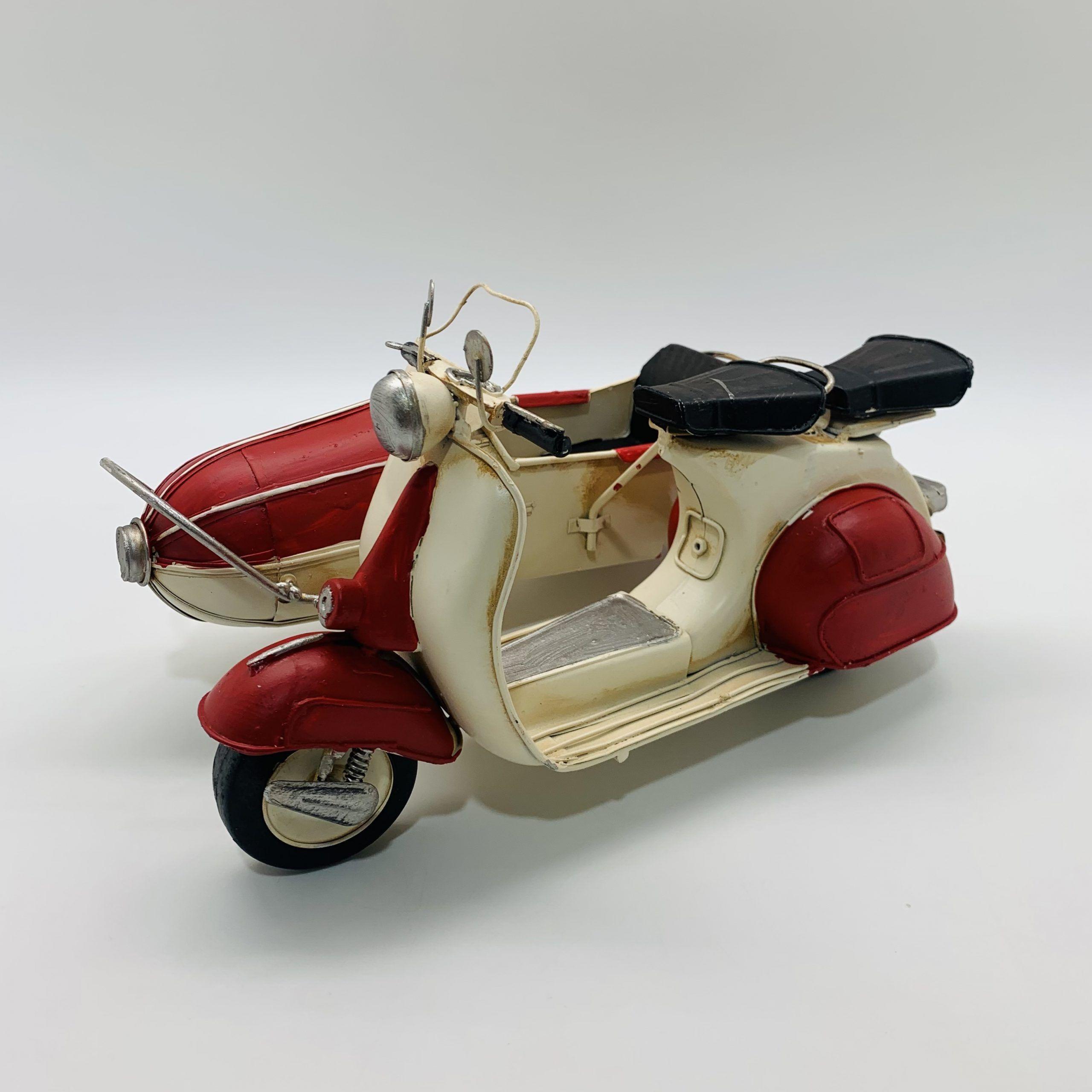 Moto Sidecar Blanca De Colección-1