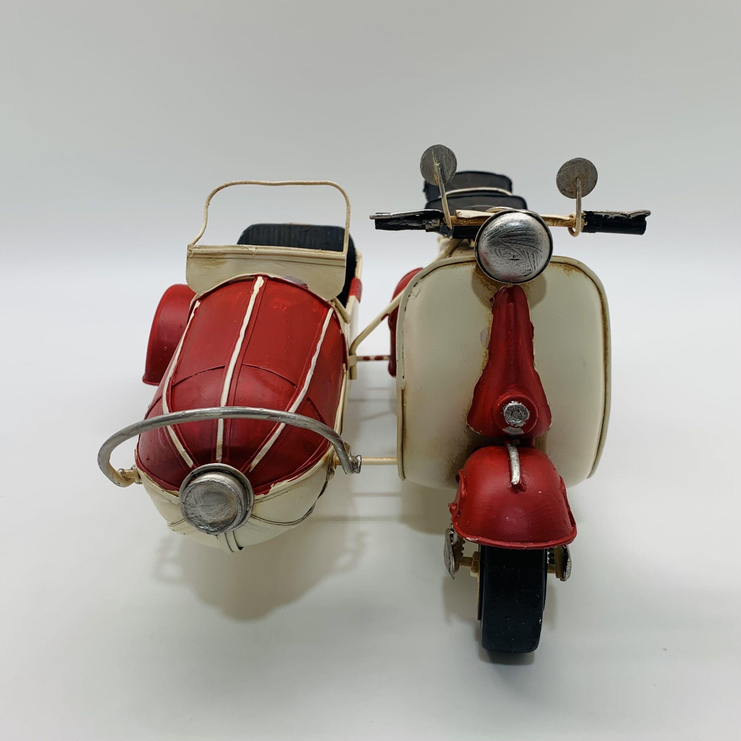 Moto Sidecar Blanca De Colección-2