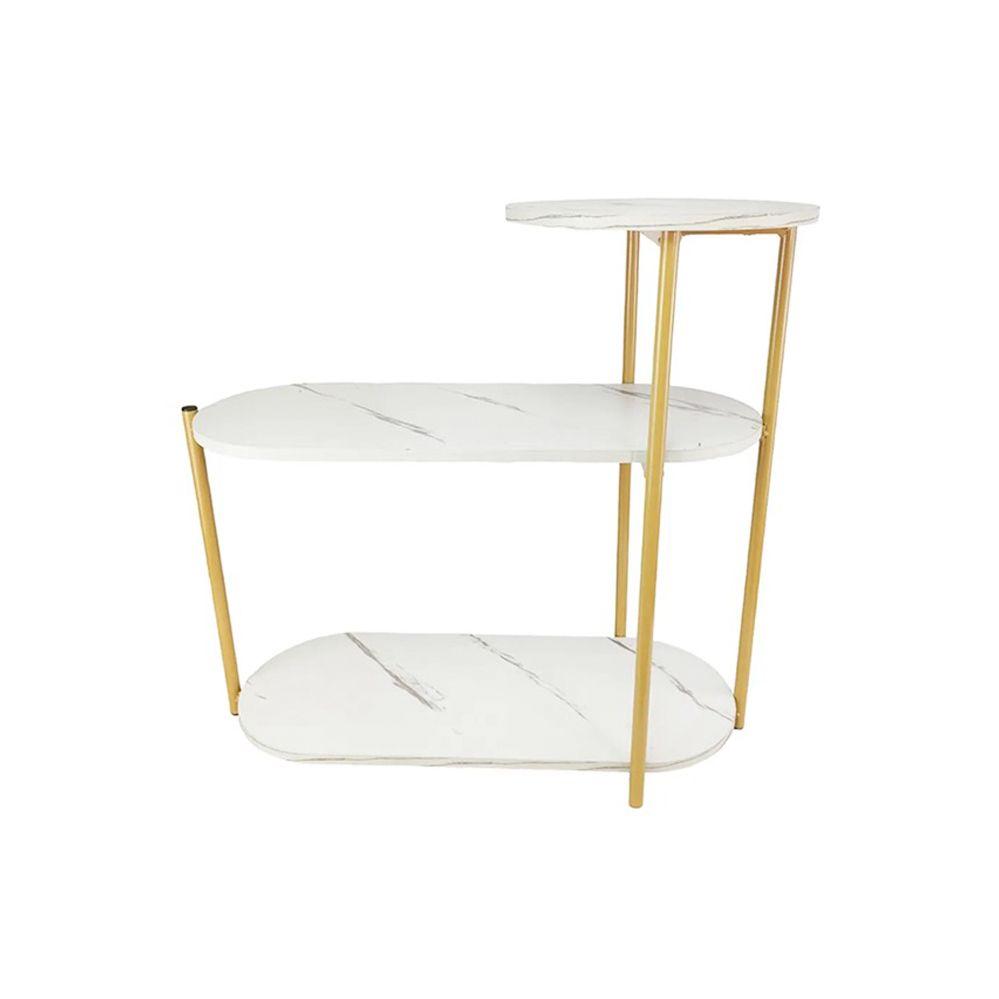 Mesa Lateral Mármol Blanco Dorado -2