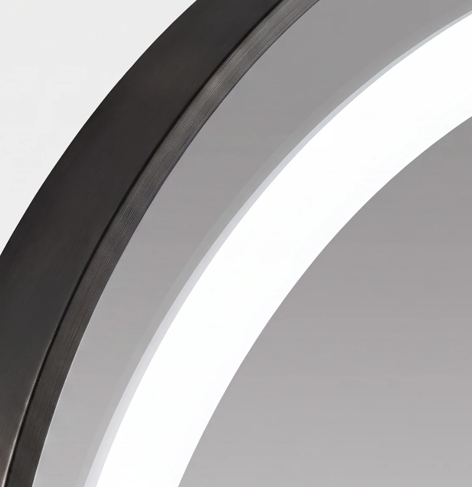Espejo Circular LED Marco Negro-3
