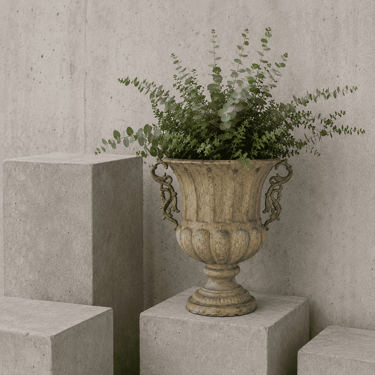 Maceta Romana Decorativa De Metal Con Asas Estilo Clásico-2