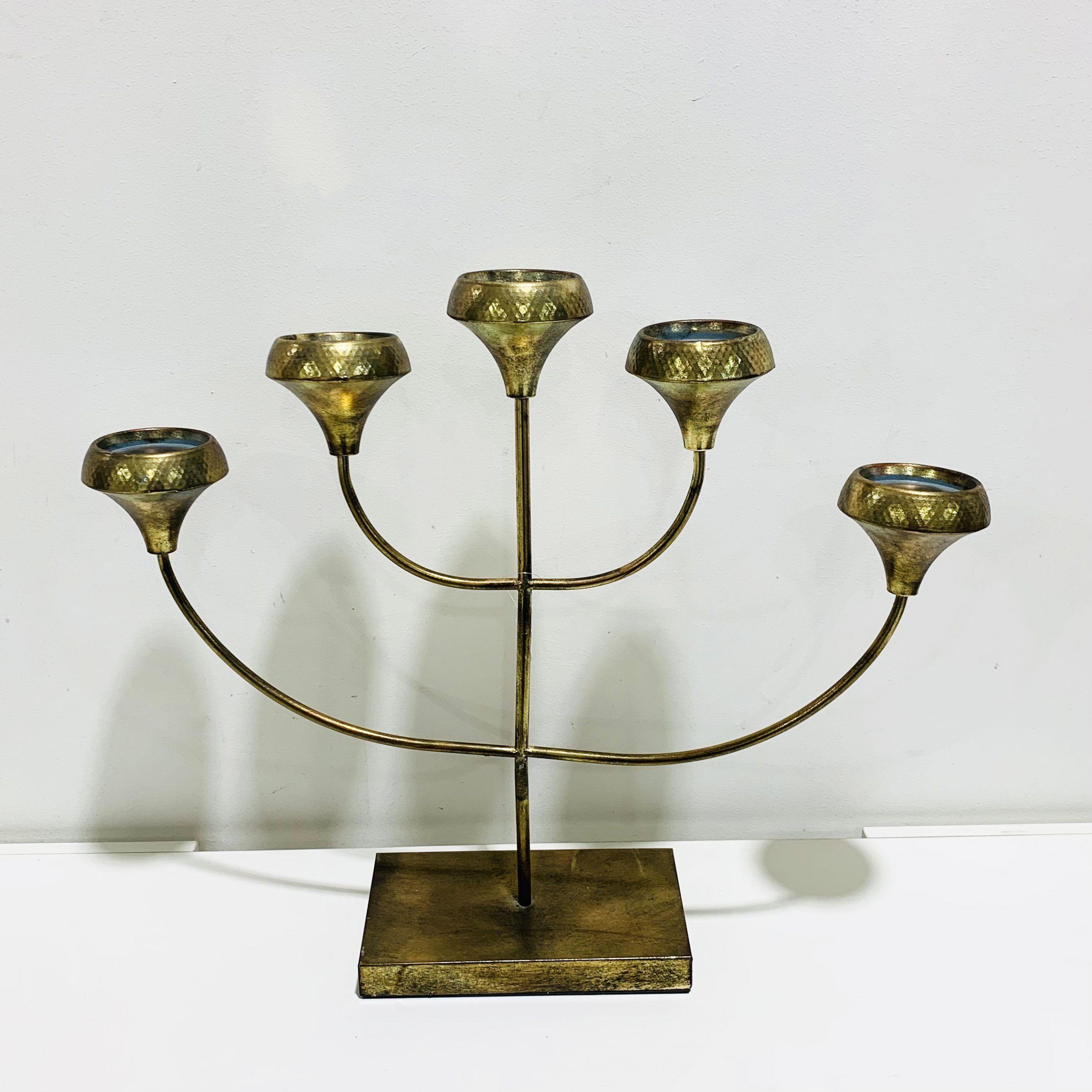 Candelabro Metálico Dorado-1