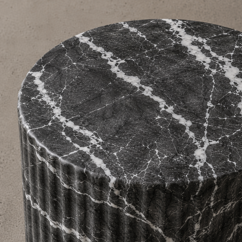 Mesa Lateral Efecto Marmol Negro-2