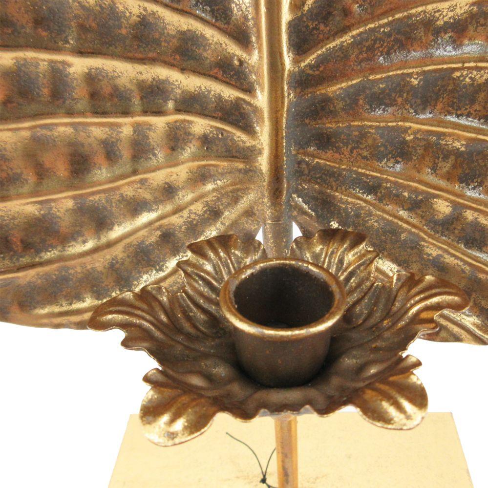 Candelabro Metálico Dorado Diseño Hoja-2