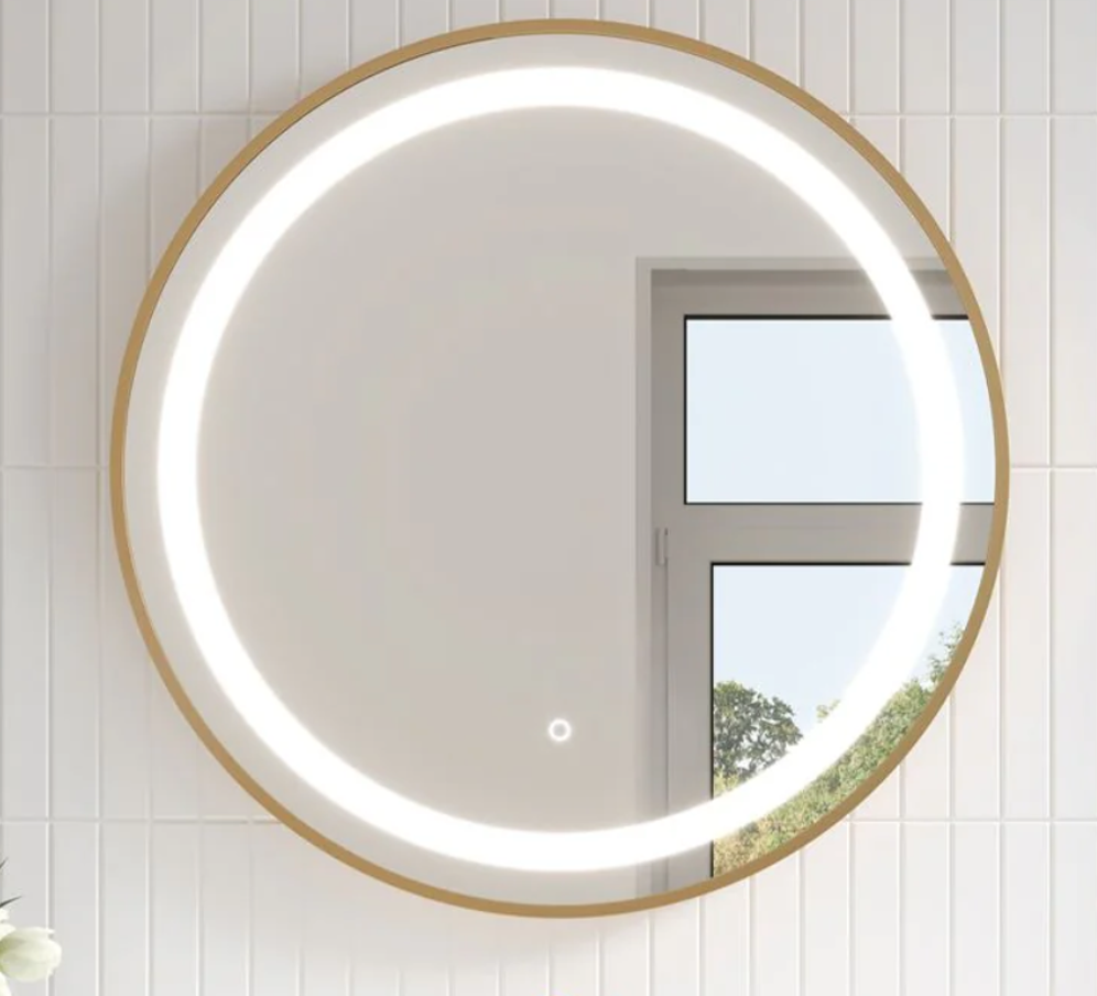 Espejo Circular LED Marco Dorado-0