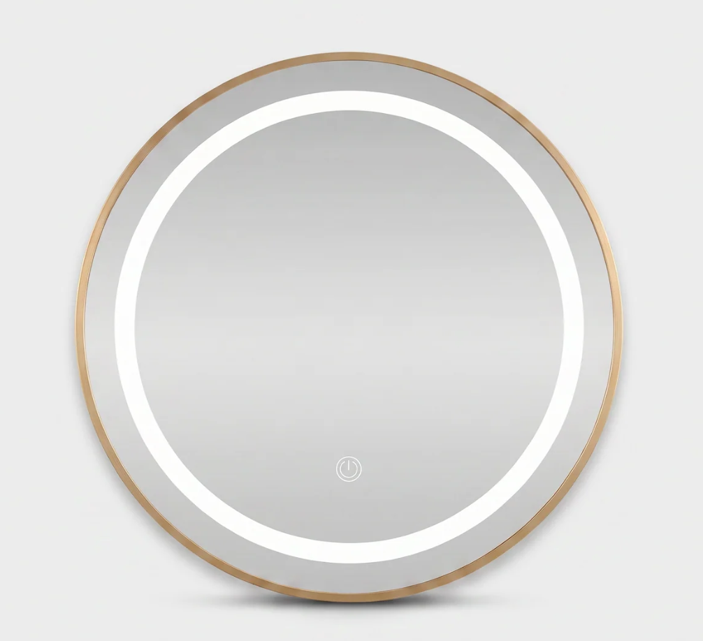 Espejo Circular LED Marco Dorado-1