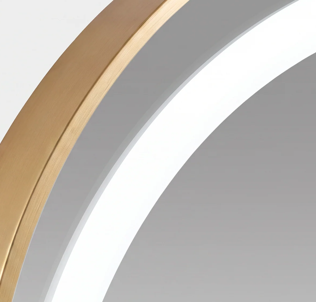 Espejo Circular LED Marco Dorado-3