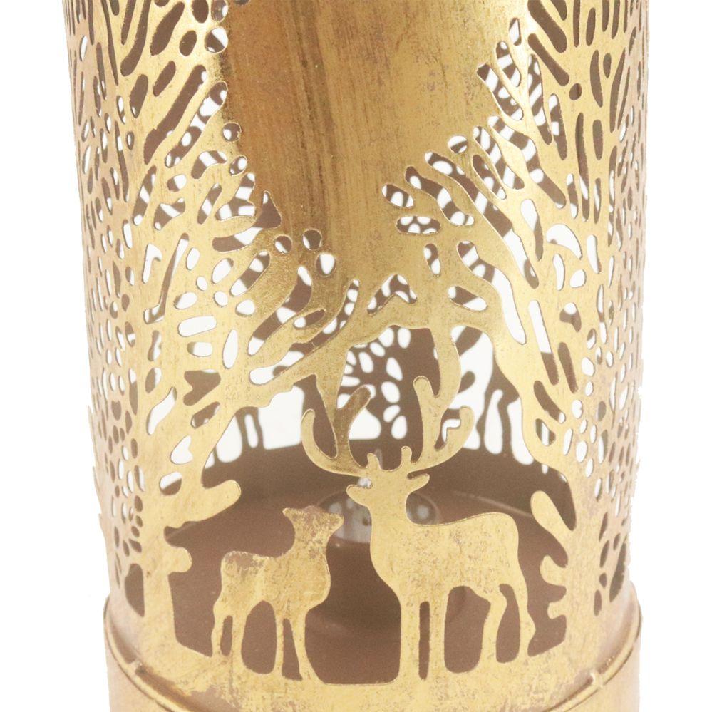 Fanal Metálico Dorado Navideño Mediano-2