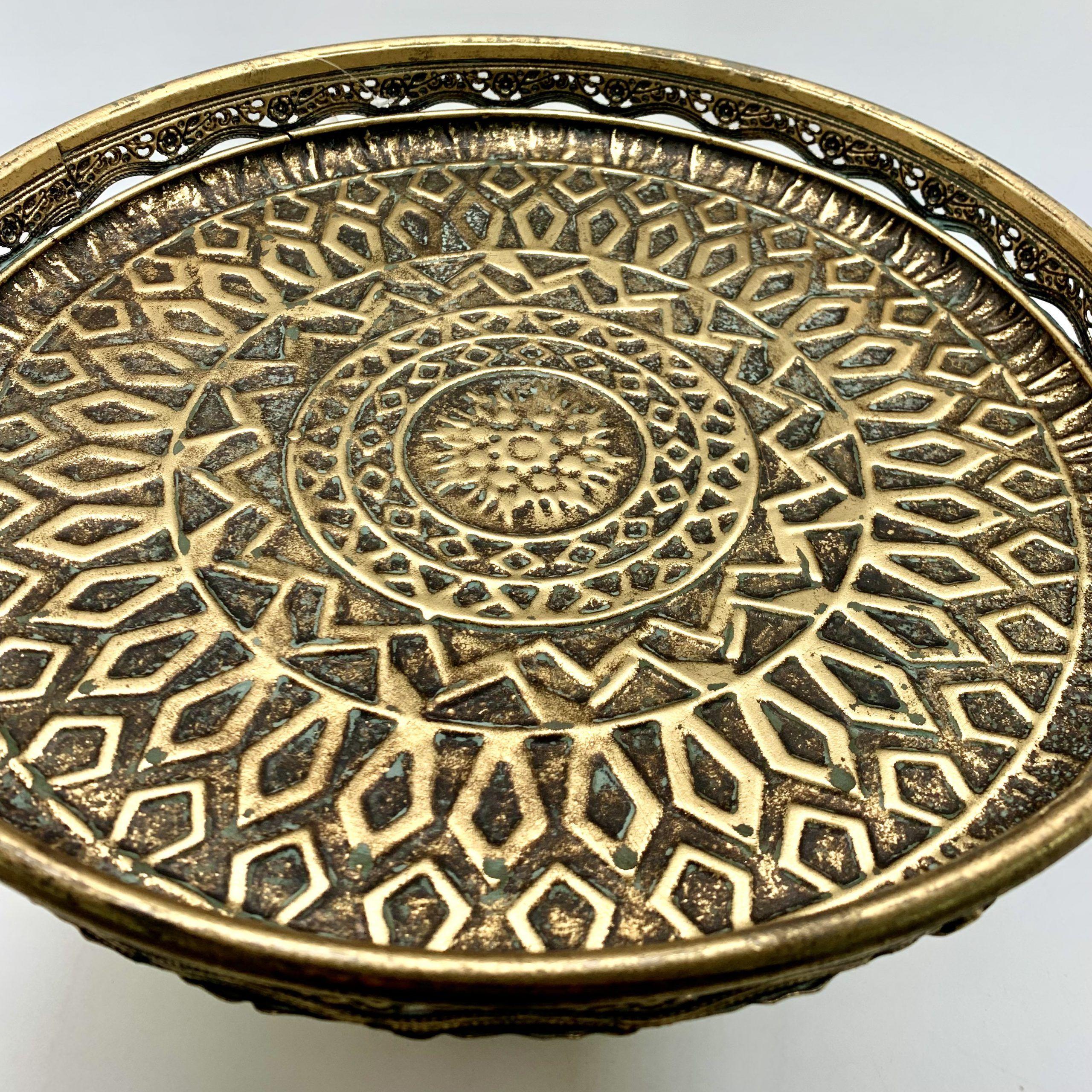 Bandeja Dorada Con Pedestal Sobremesa-1