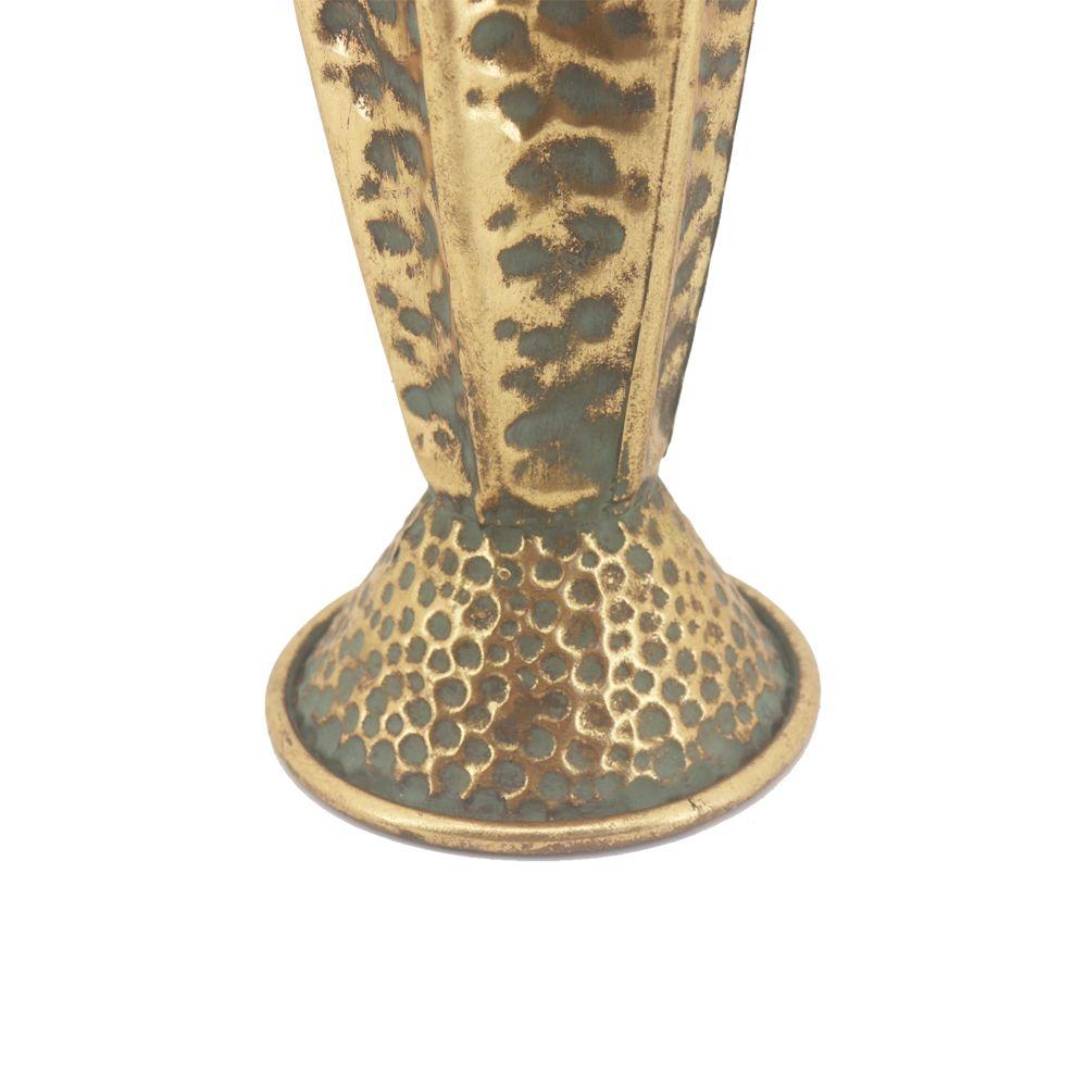 Candelabro Metálico Dorado Martillado-2