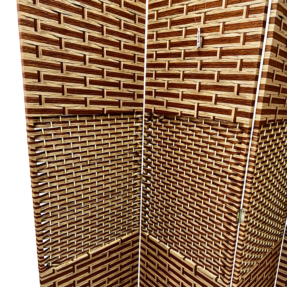  Biombo De Ratán Café Plegable-3