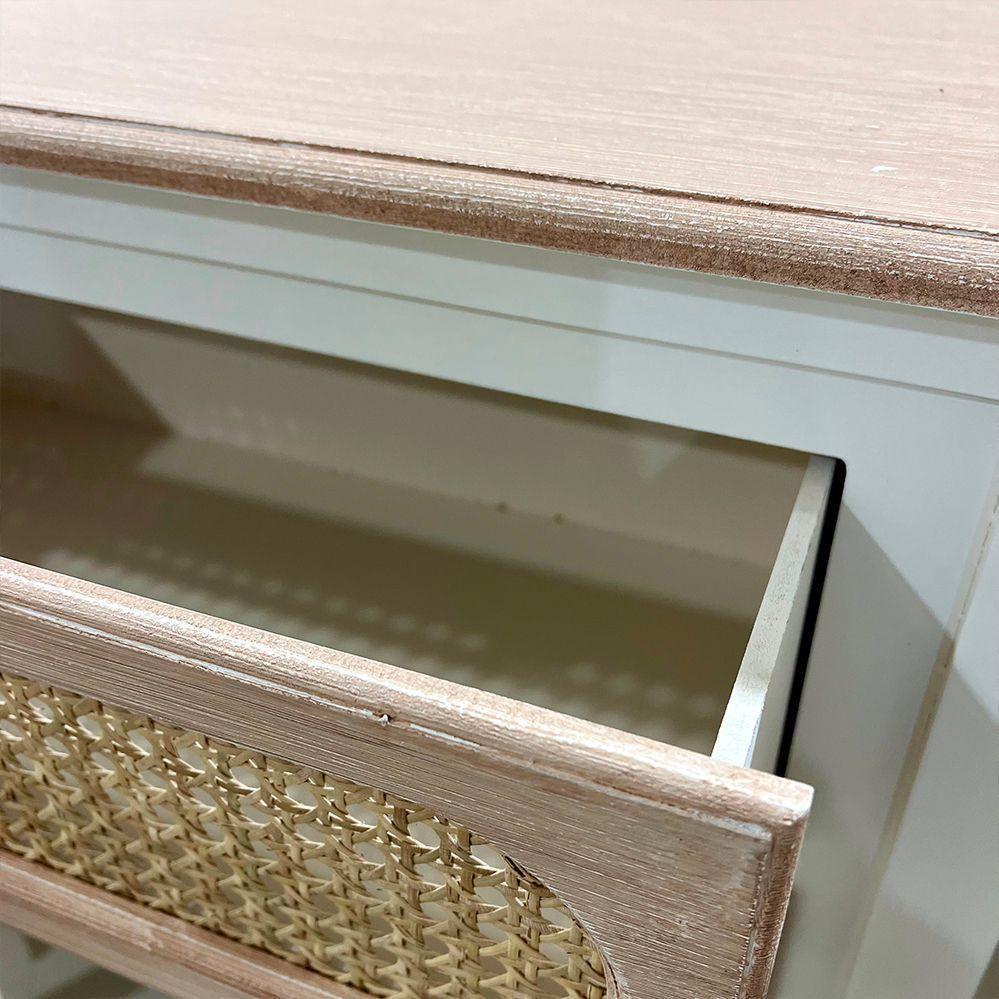 Mueble Cómoda Blanca Con Junco-2