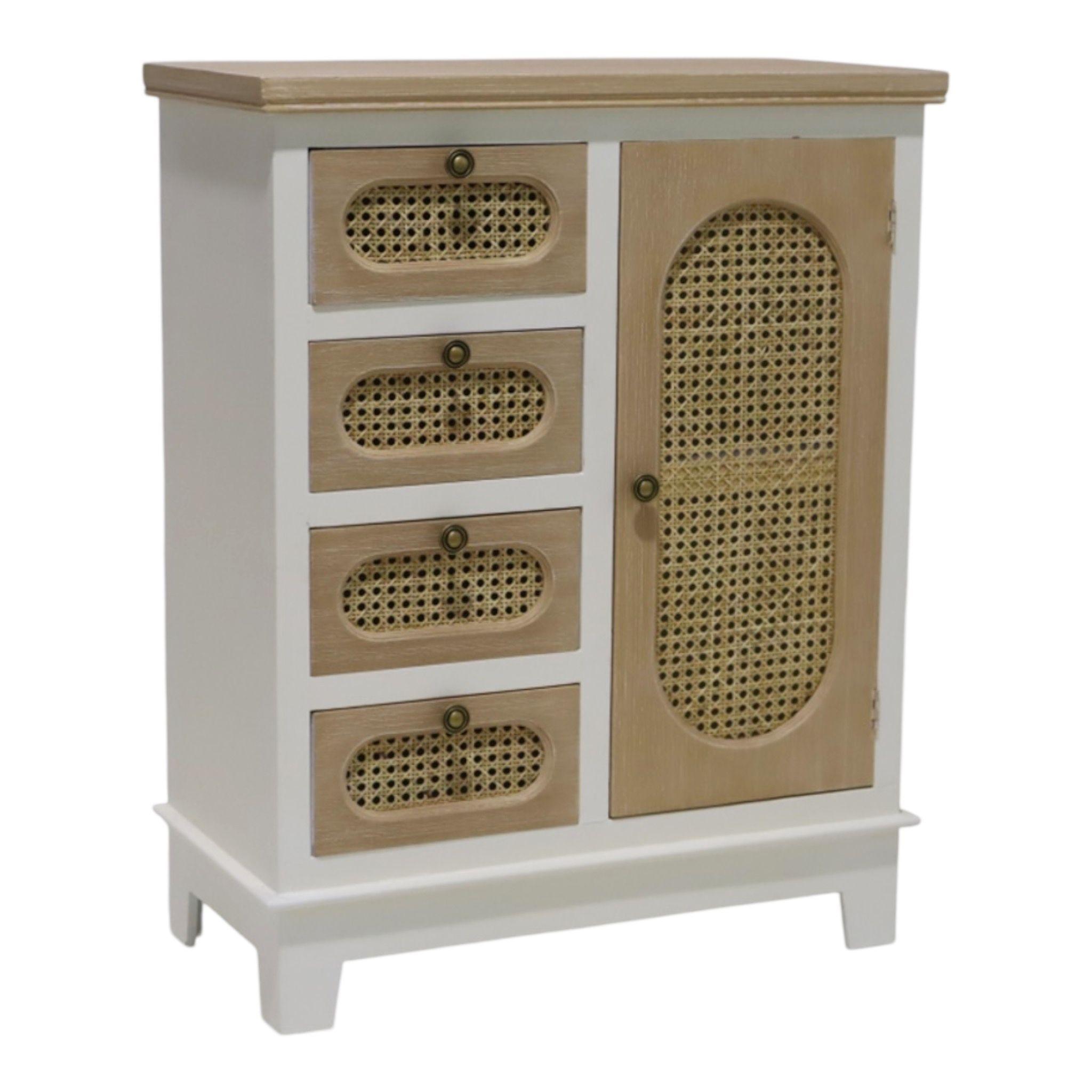 Mueble Cómoda Blanca Con Junco-4