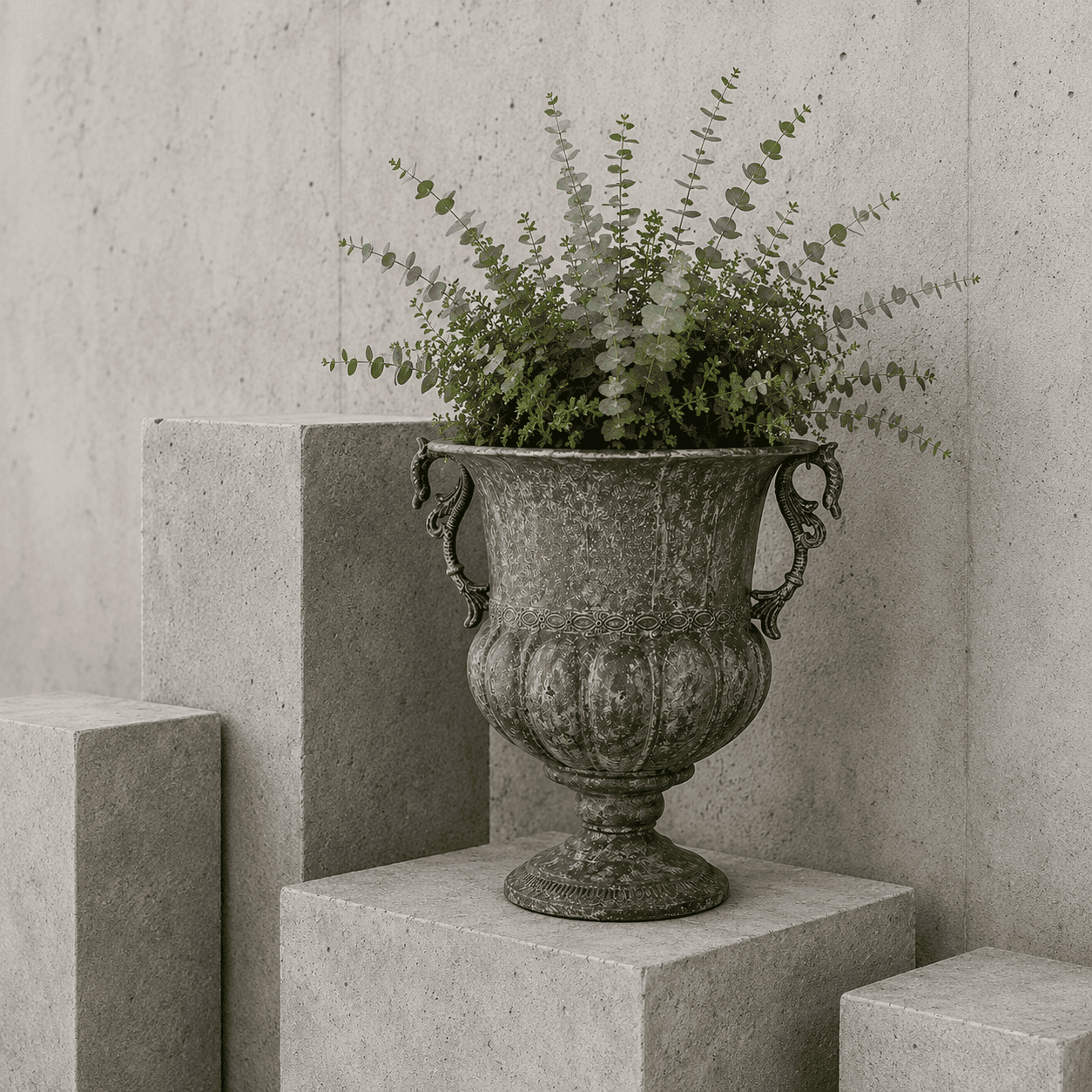 Maceta Romana Decorativa De Metal Vintage Con Asas-2