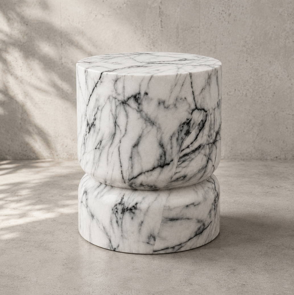 Mesa Lateral Efecto Marmol Blanco-1