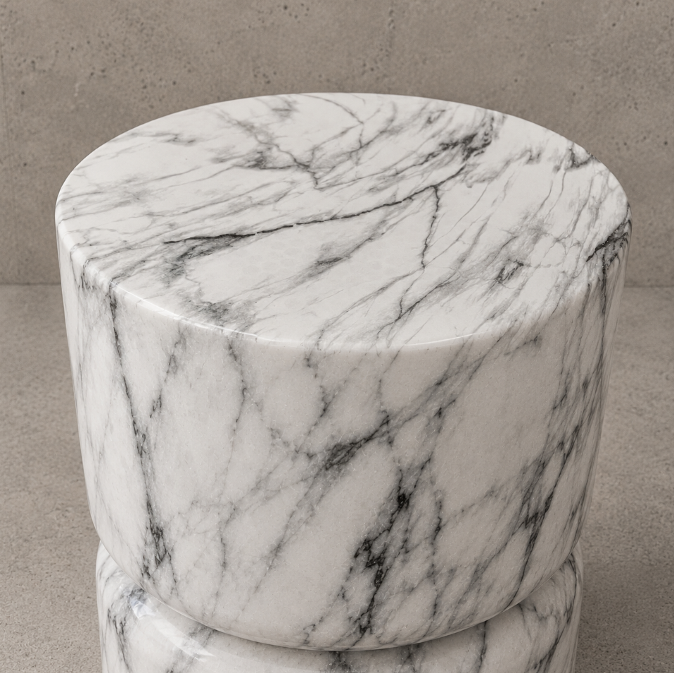 Mesa Lateral Efecto Marmol Blanco-2