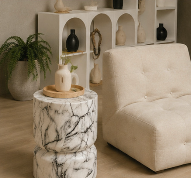 Mesa Lateral Efecto Marmol Blanco-4