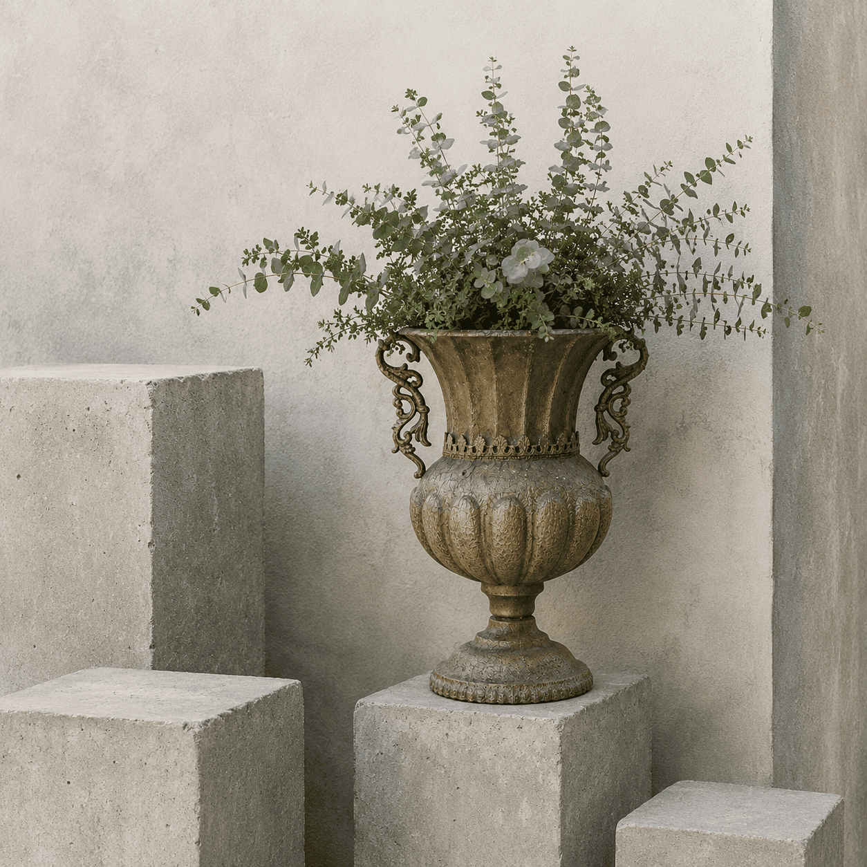 Jarrón Decorativo Romano De Metal Con Asas Estilo Antiguo-2