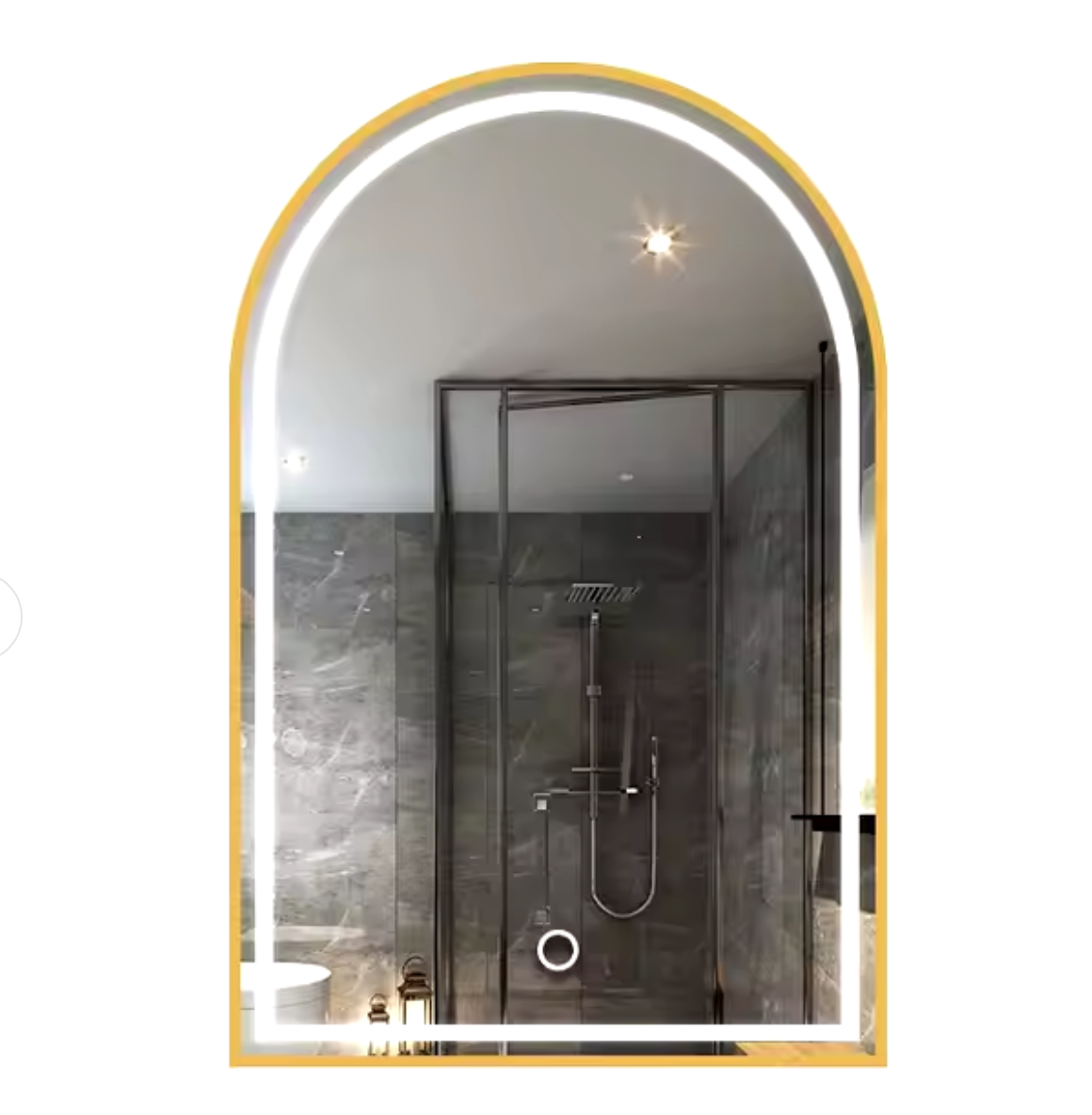 Espejo Arqueado LED Marco Dorado-0