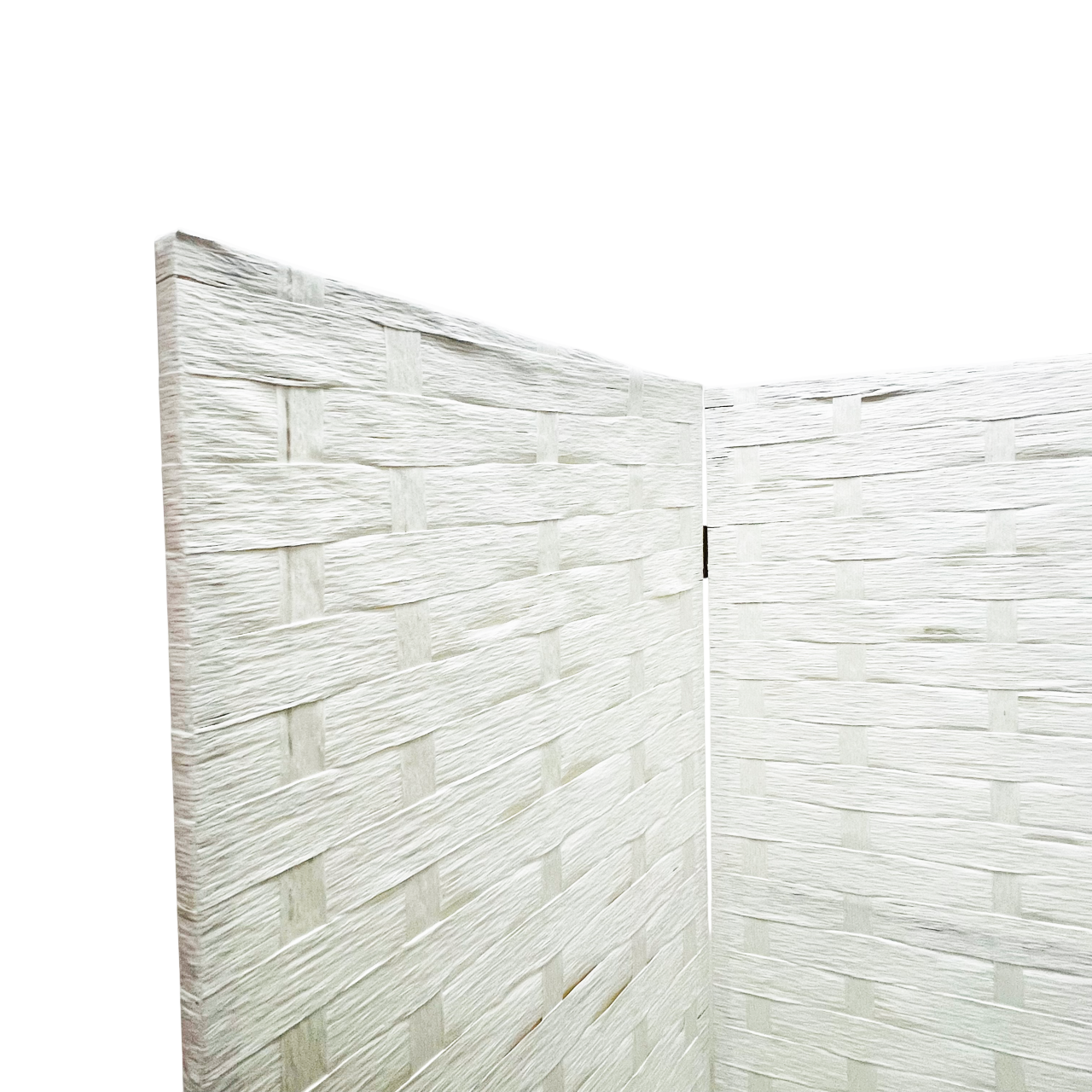 Biombo De Ratán Blanco Plegable-2