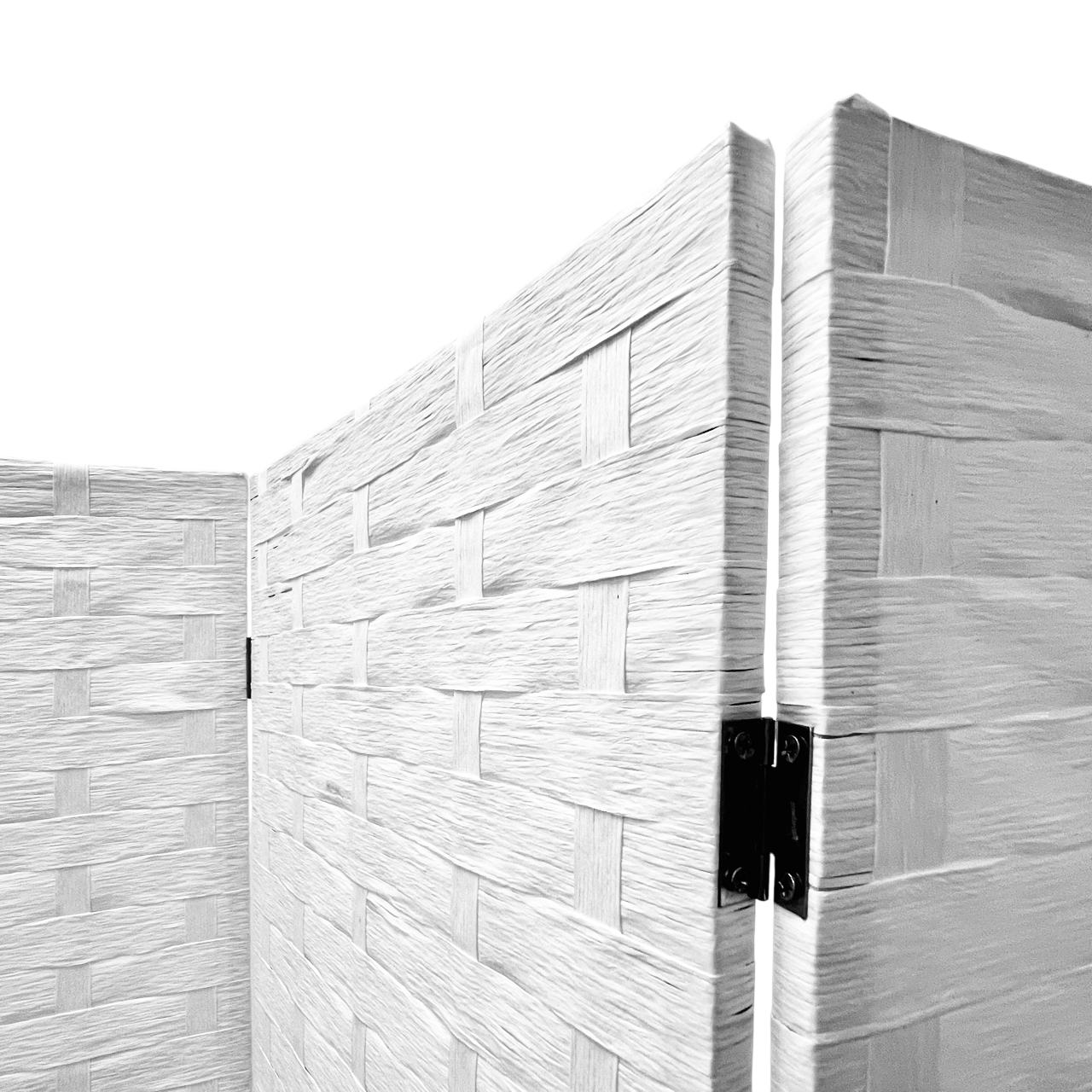 Biombo De Ratán Blanco Plegable-3