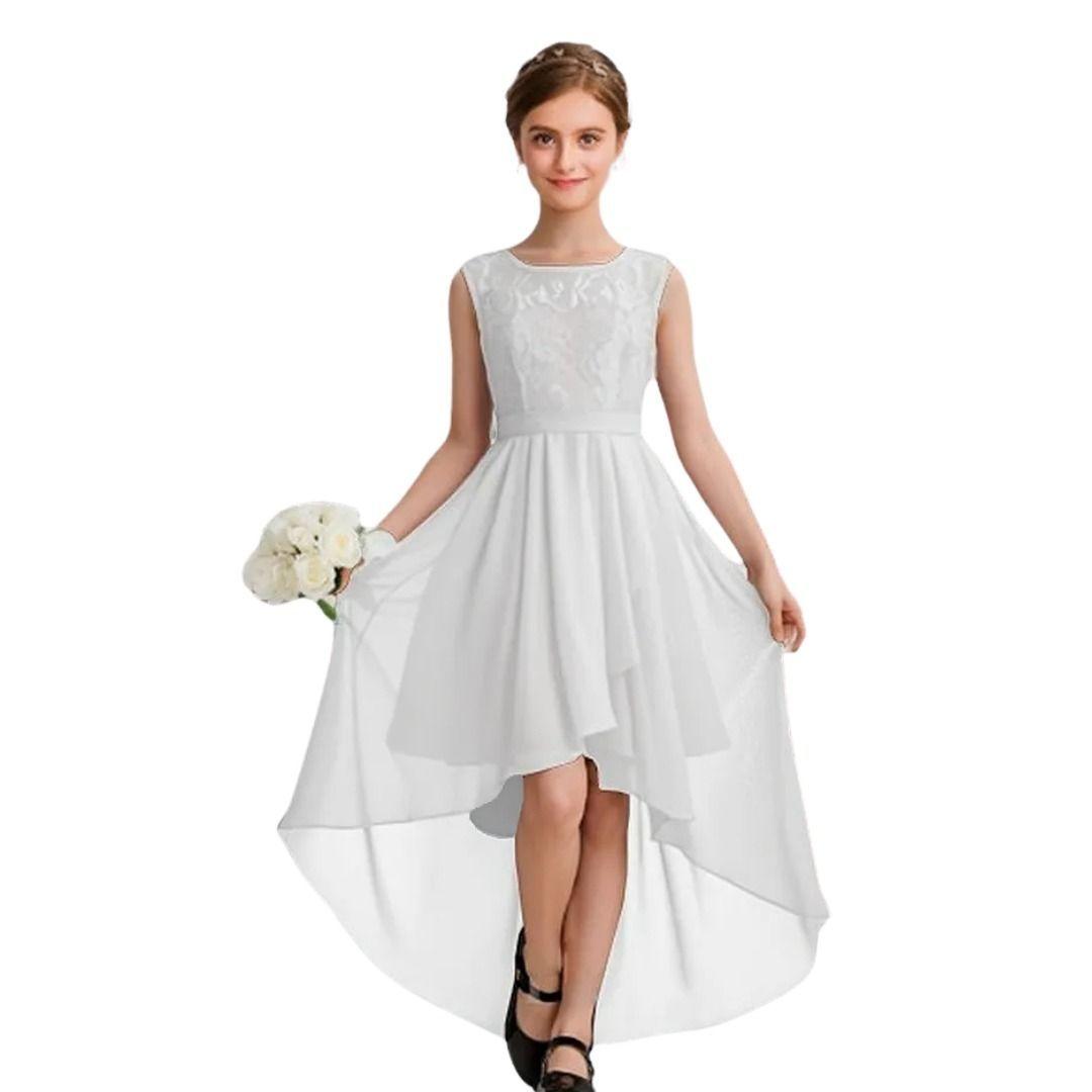 Vestido De Niña Asimétrico Ideal Para Fiesta Gala Matrimonio Comunion Bautizo Modelo N040-1