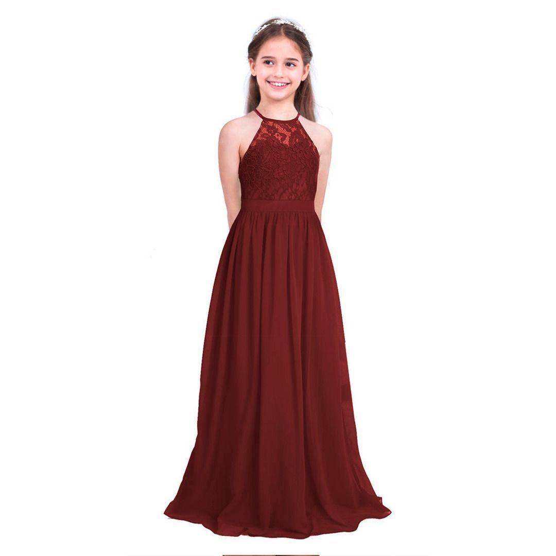 Vestido Largo de Niña Tipo Princesa Ideal Para Fiesta Bautizo Comunion Gala Matrimonio Modelo N017-0