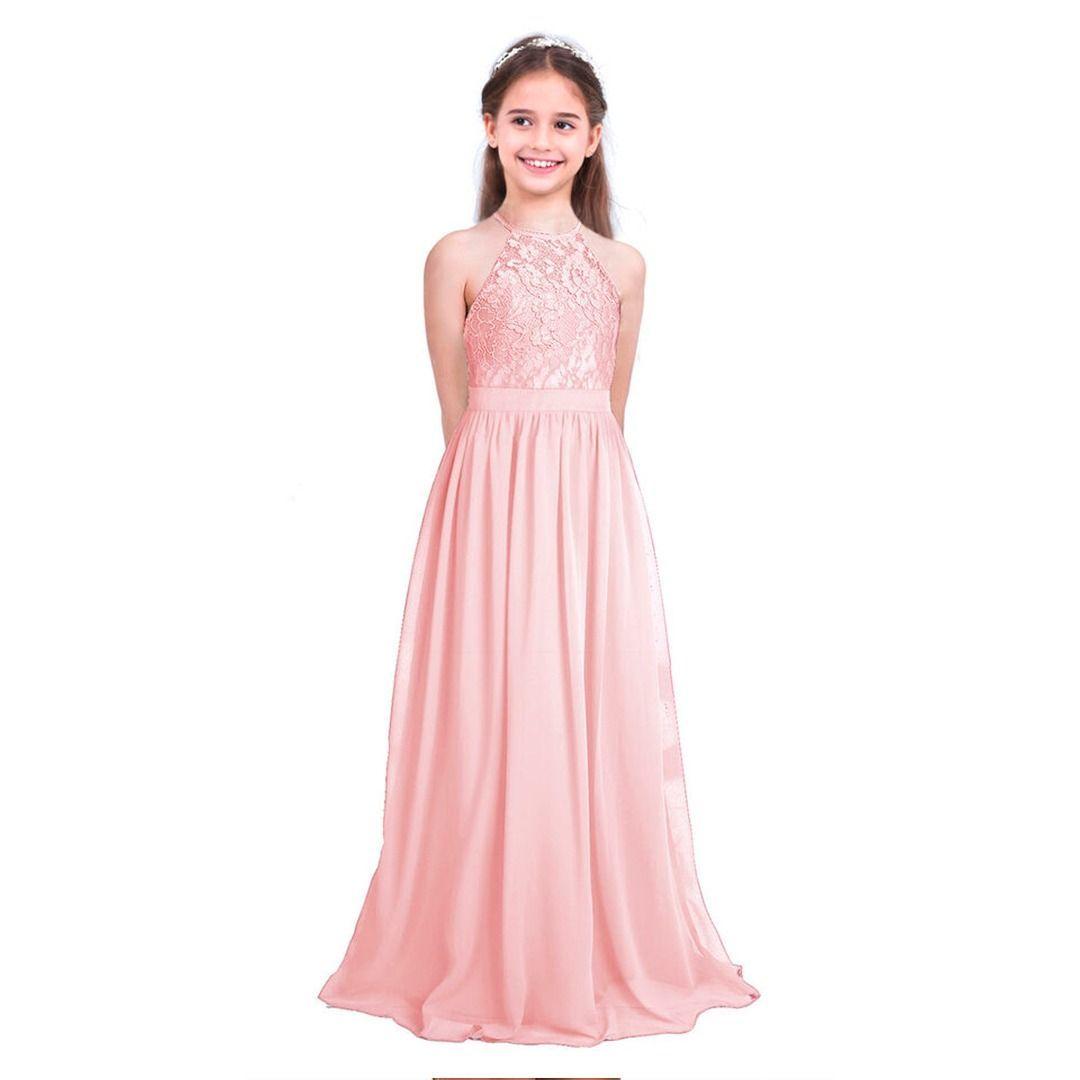 Vestido Largo de Niña Tipo Princesa Ideal Para Fiesta Bautizo Comunion Gala Matrimonio Modelo N017-0