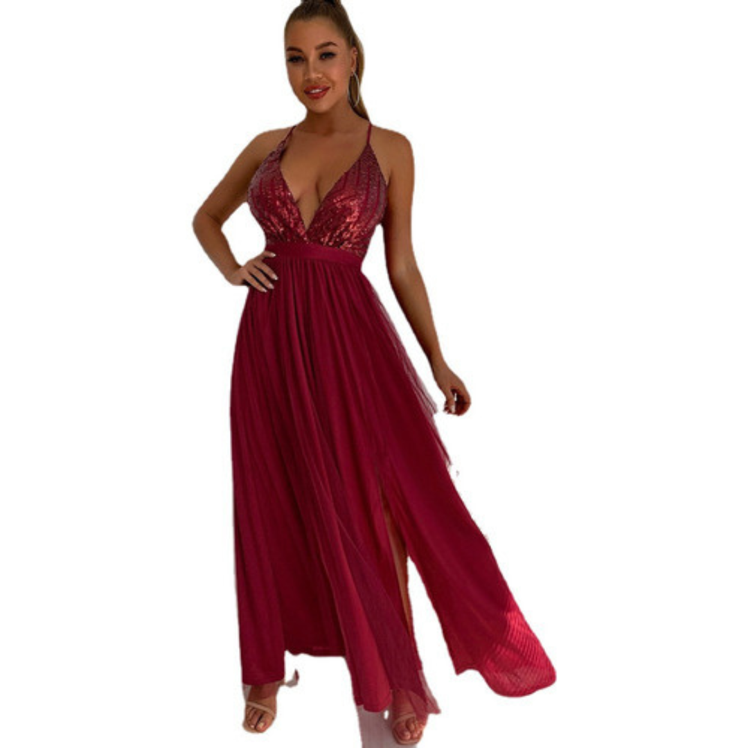 Vestido Largo Con Abertura Ideal Fiesta ML14-1