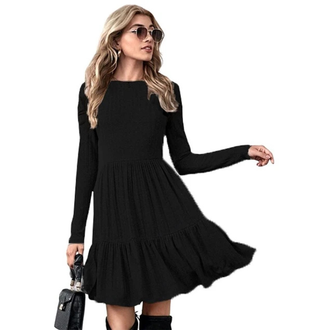 Vestido Corto Manga Larga Ideal Otoño Invierno I028-1