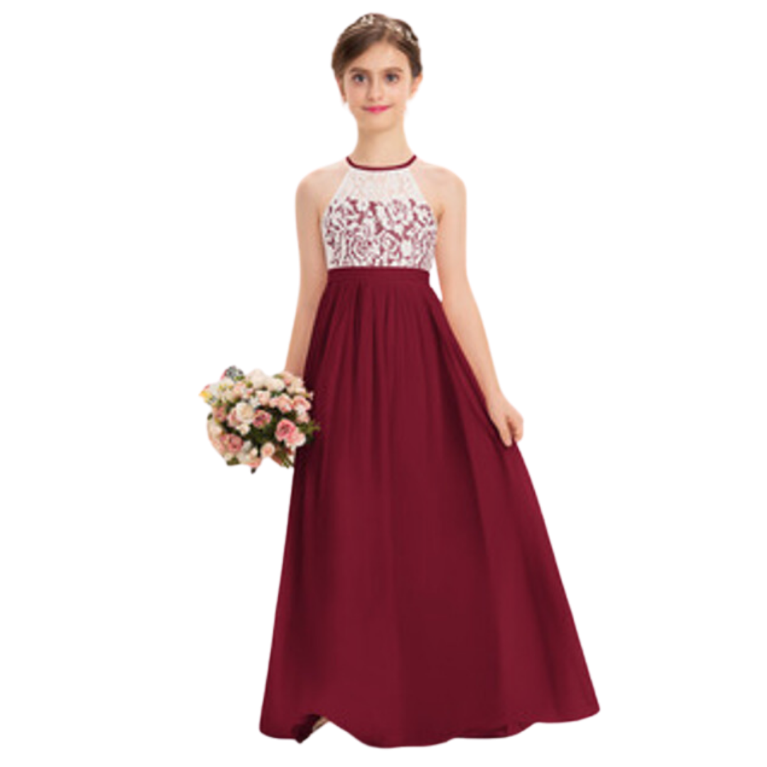 Vestido Largo de Niña Ideal Para Fiesta Bautizo Comunión Matrimonio Modelo N039-1