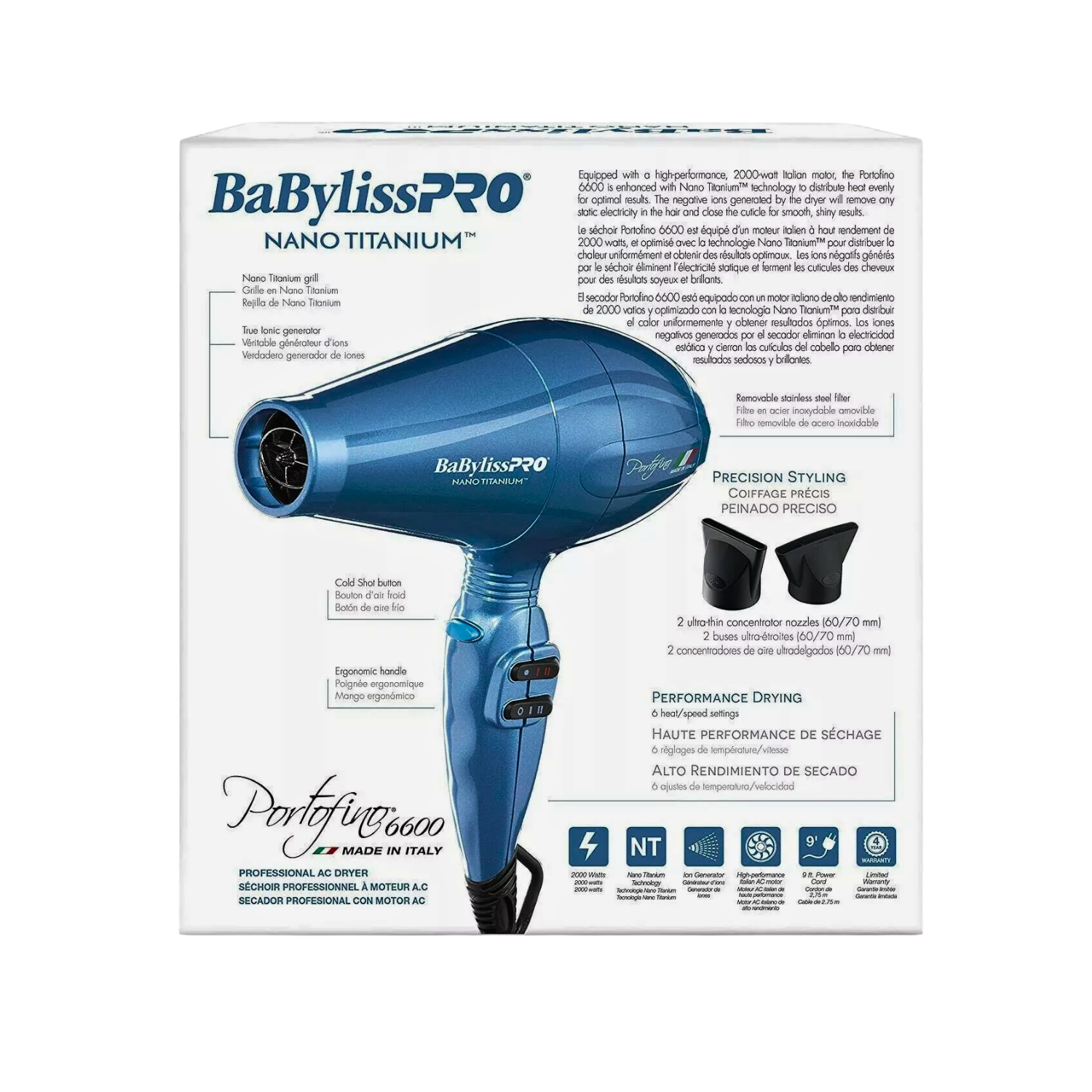 Secador BabylissPro Portofino Nano titanium 2000W Azul-2