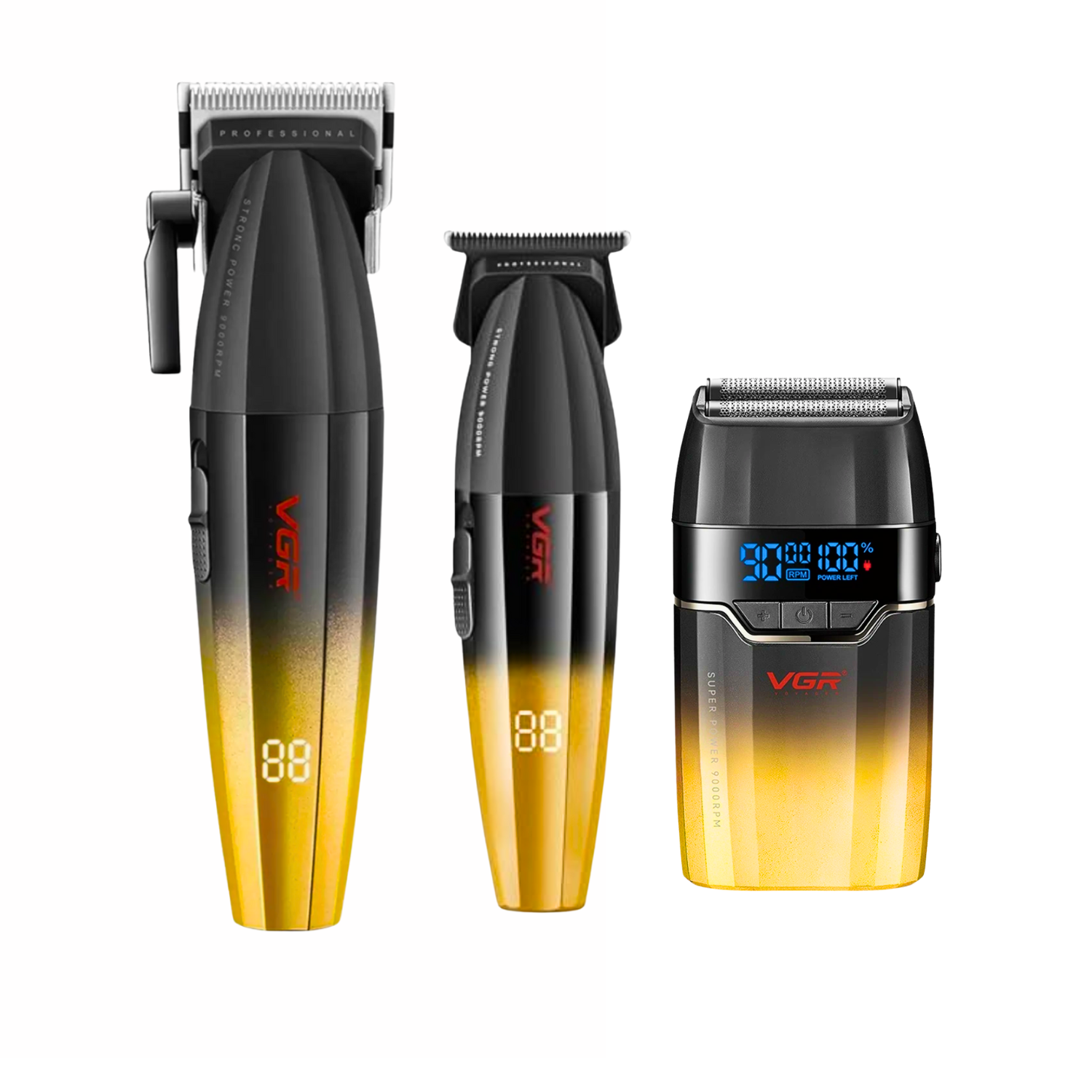 Barber Combo VGR Cortapelo V003 Patillera V906 Shaver V308 Gold-0