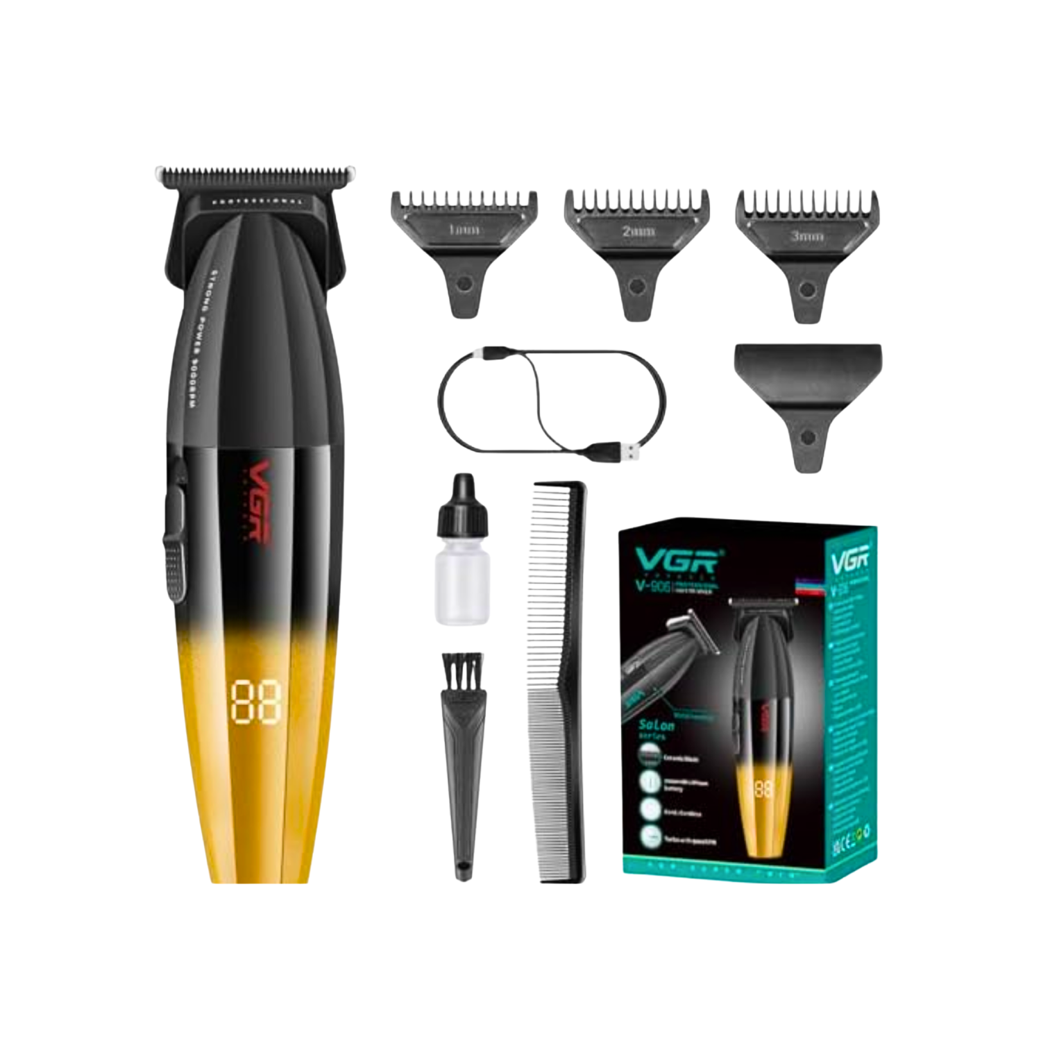 Barber Combo VGR Cortapelo V003 Patillera V906 Shaver V308 Gold-2