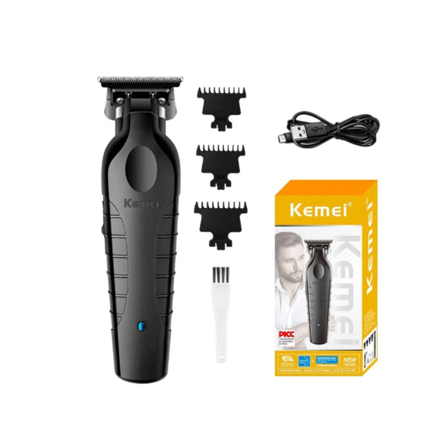 Combo Kemei Clipper 2296 + Trimmer 2299 + Shaver 2024 Negro-2