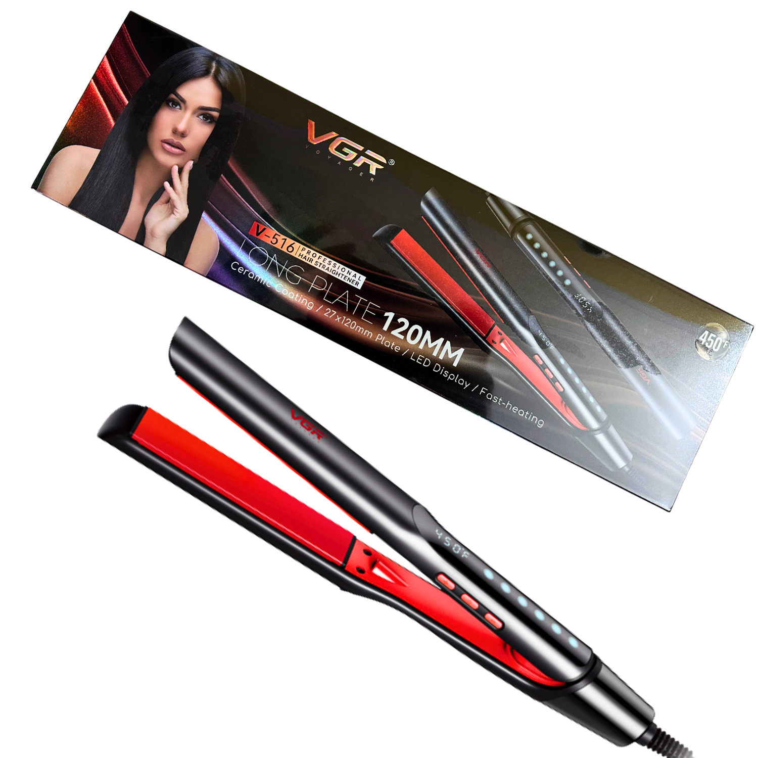 Plancha de Pelo Profesional VGR V‑516 con Placas Cerámicas y Temperatura Ajustable-3