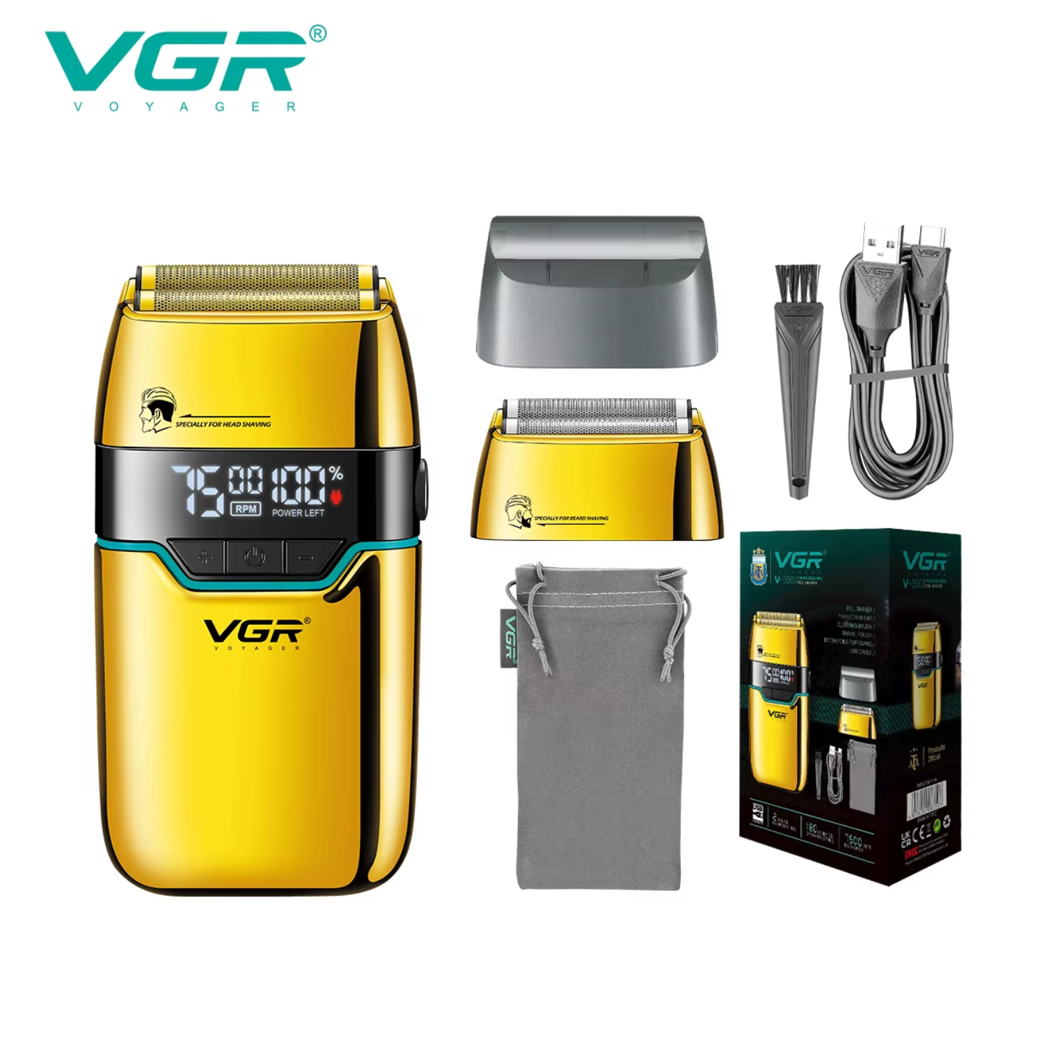 Afeitadora VGR V-350 Professional 9000 RPM Gold-3