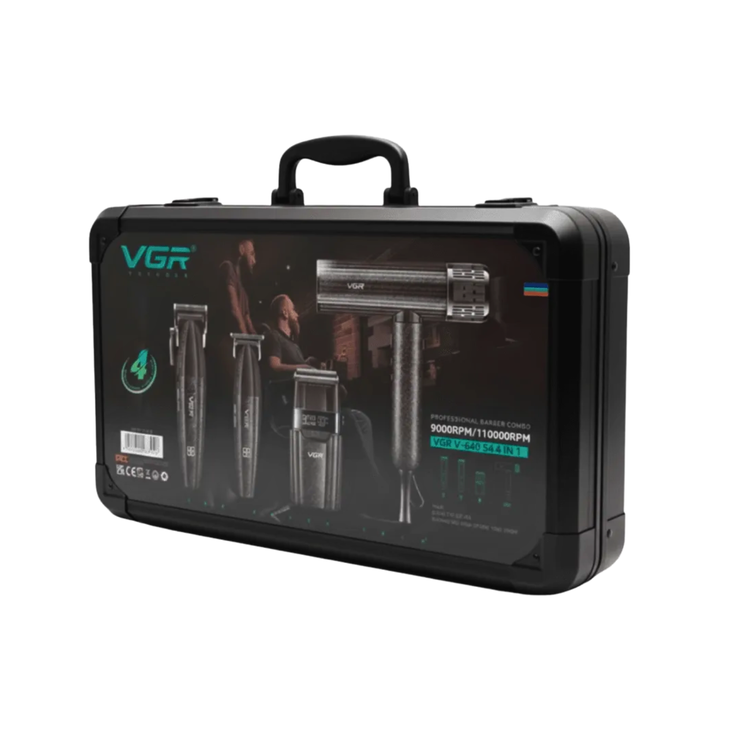 Kit de Barber a Profesional VGR V 640 S4 4 en 1 Negro Mate-1
