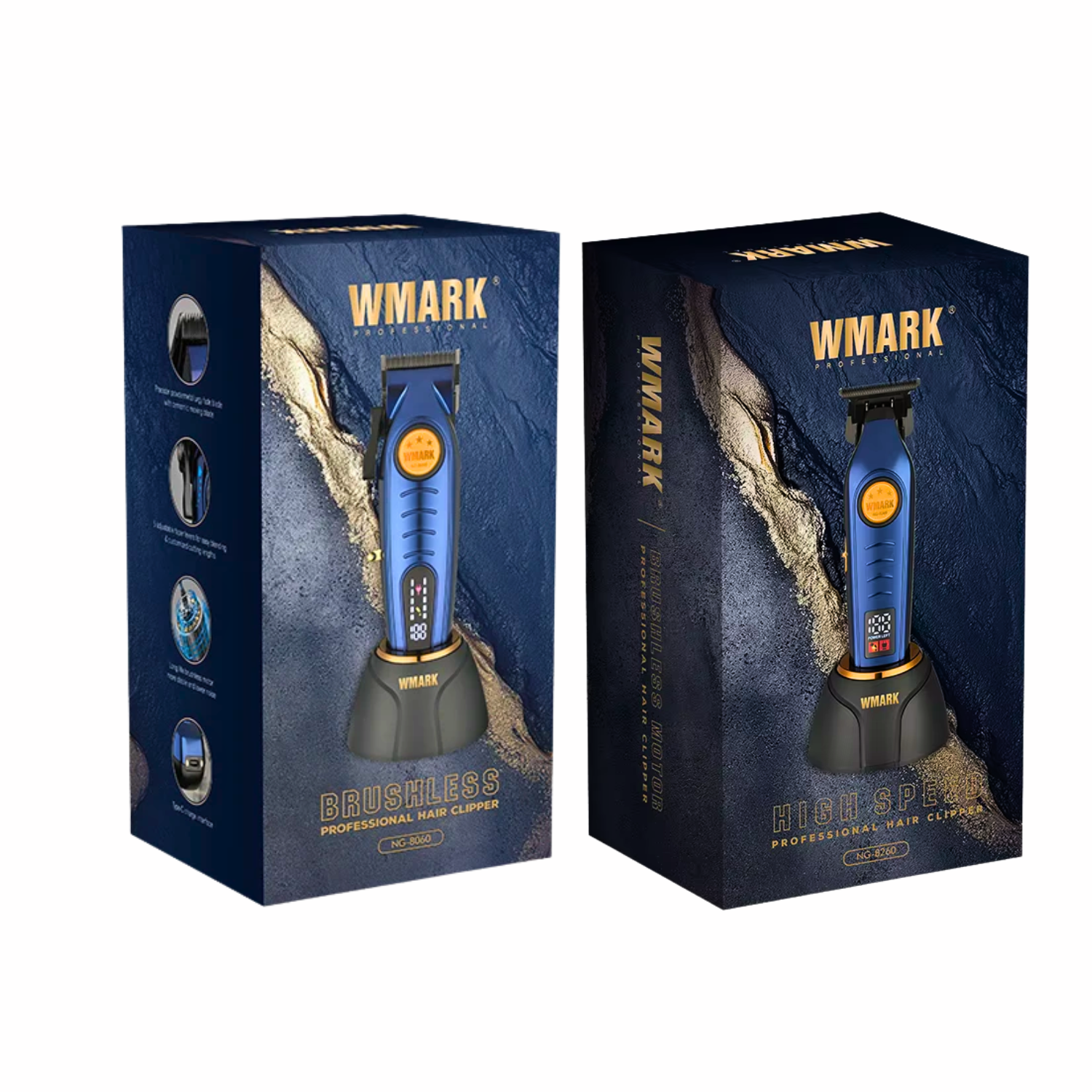 Barber Combo Wmark Professional Cortapelo NG8060 + Patillera NG8260 Azul-1