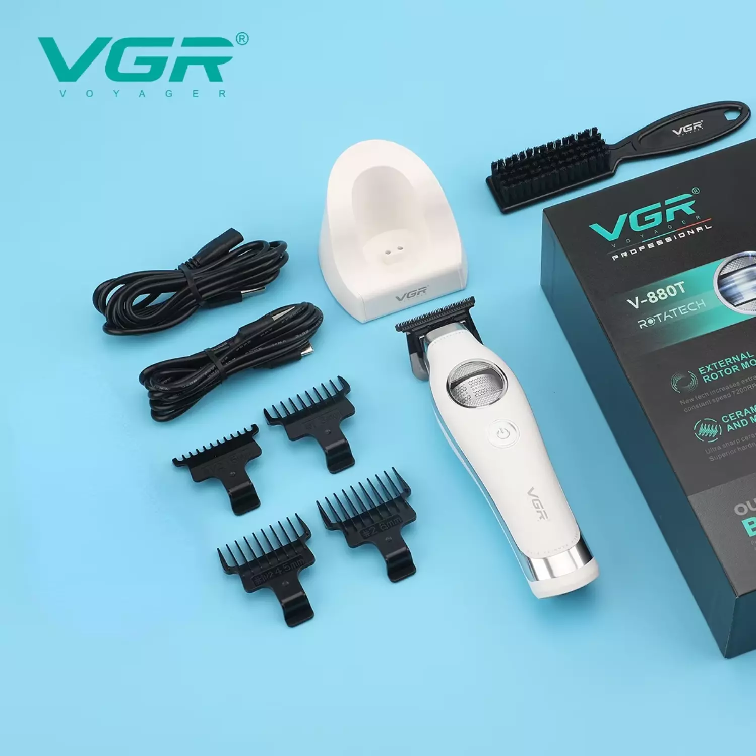Patillera Profesional VGR V 880T con Motor BLDC 7200RPM Blanco-2