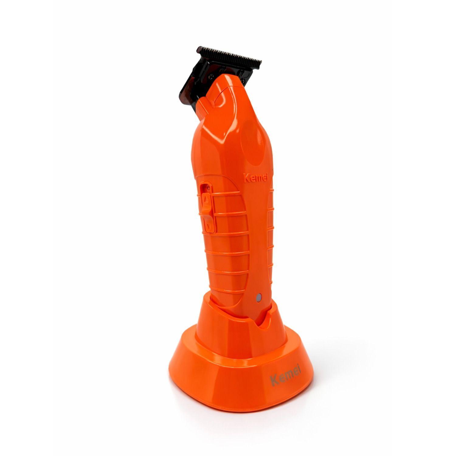 Maquina Trimmer Patillera Kemei 2299 Con Base De Carga Naranja-2