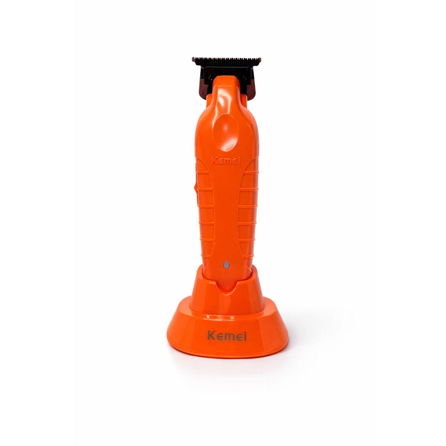 Maquina Trimmer Patillera Kemei 2299 Con Base De Carga Naranja-3