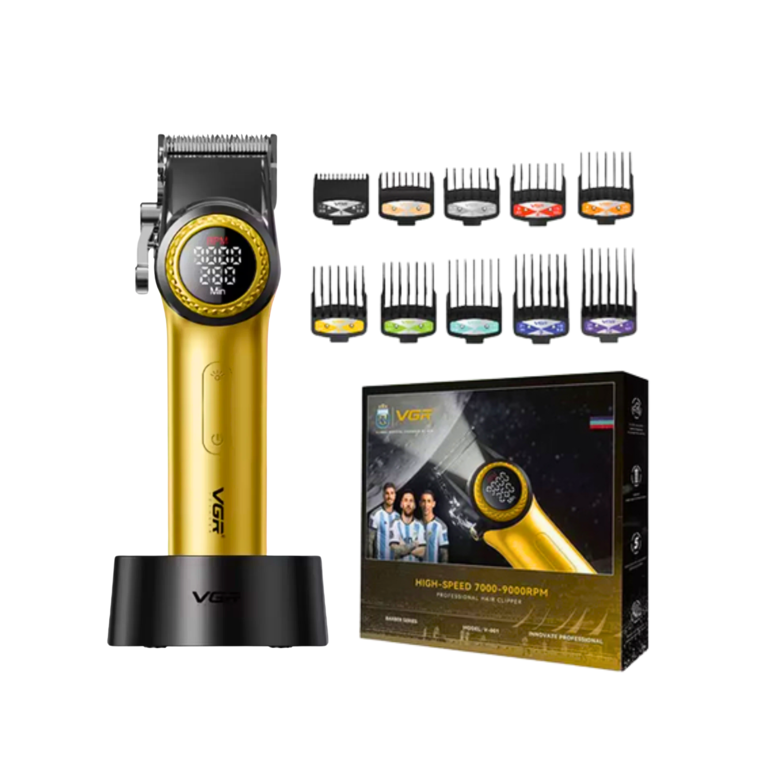 Barber Combo VGR Cortapelo V001 + Patillera V977+ Shaver V377 Gold-2