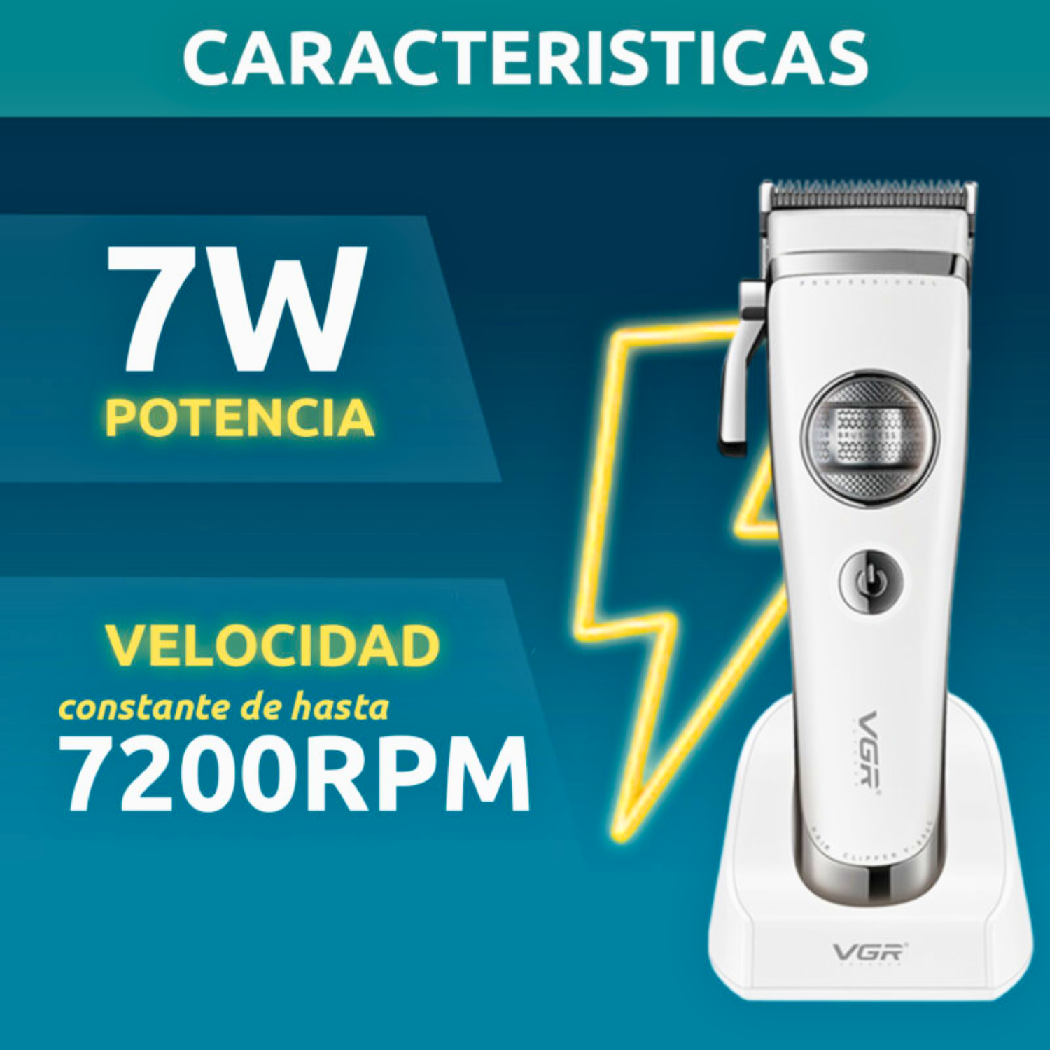 VGR V 880C Maquina Cortapelo Profesional 7200RPM Blanco-2
