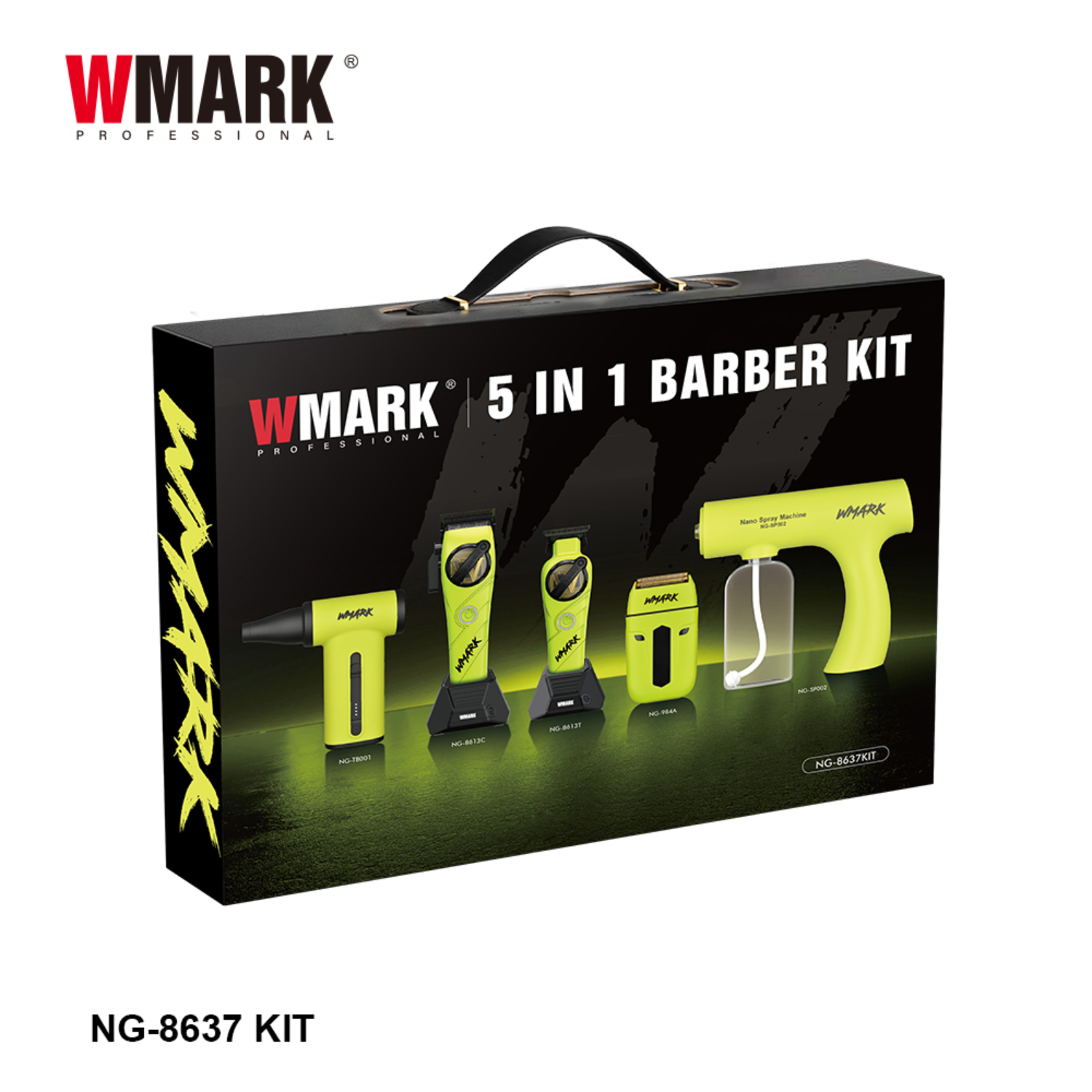 WMARK NG 8637KIT Kit 5 en 1 para Barbero Verde-4